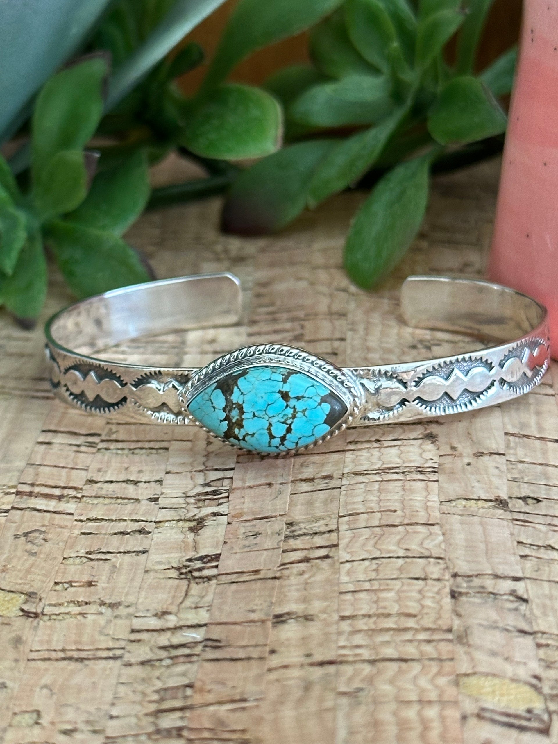 Southwest Made #8 Turquoise & Sterling Silver Cuff Bracelet
