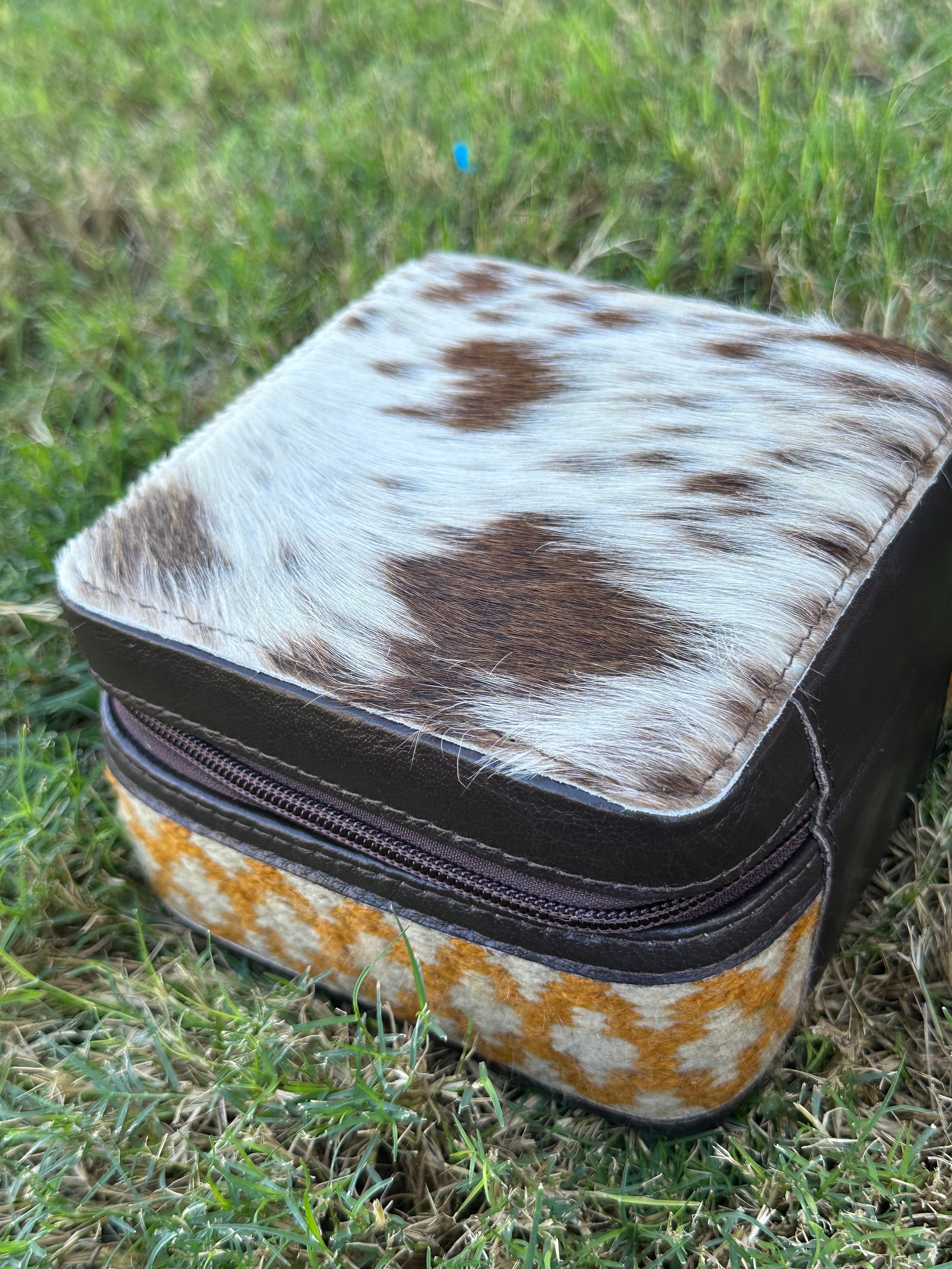 Genuine Leather Cowhide Jewelry Box