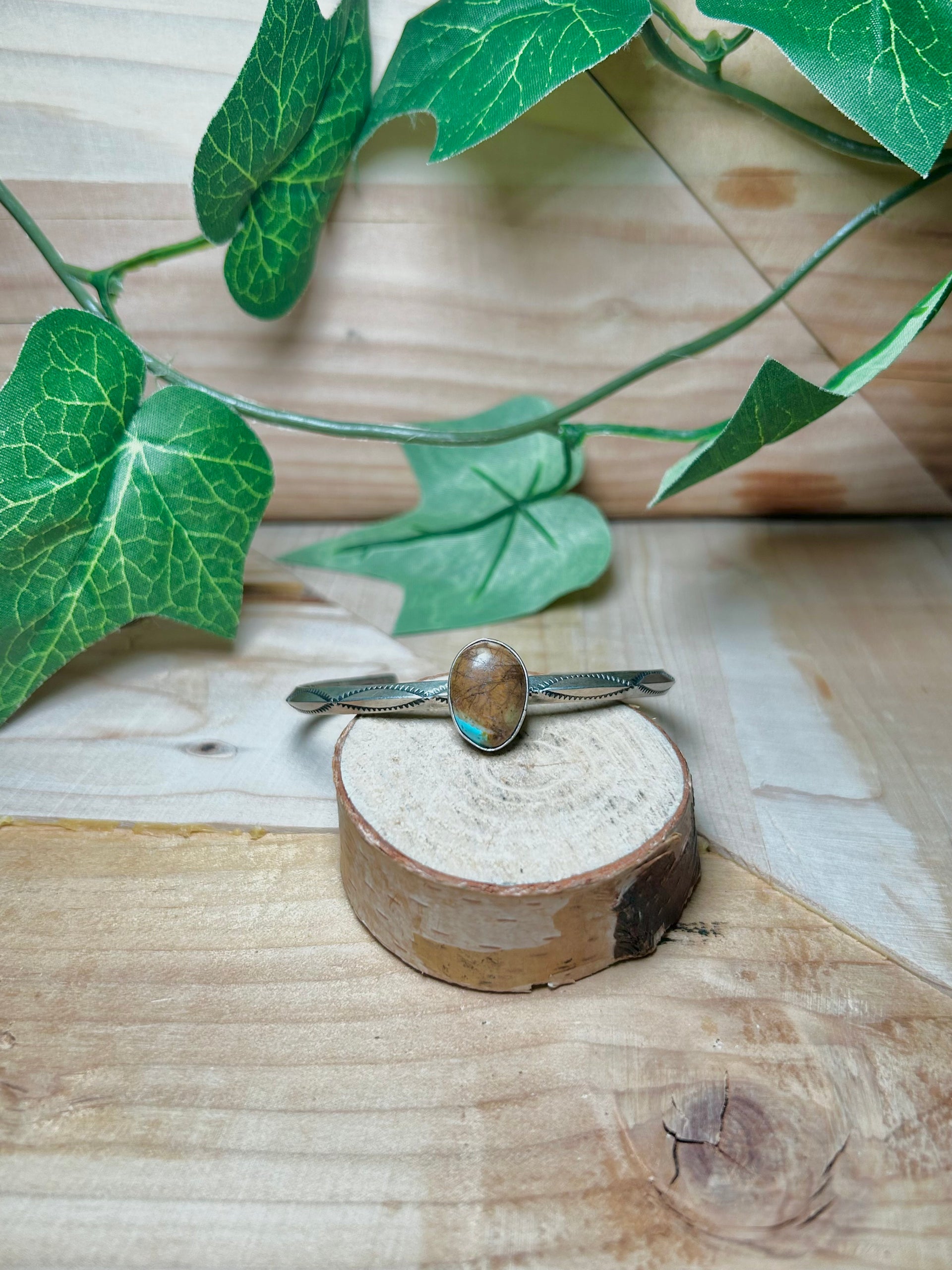 Navajo Made Boulder Turquoise & Sterling Silver Cuff Bracelet