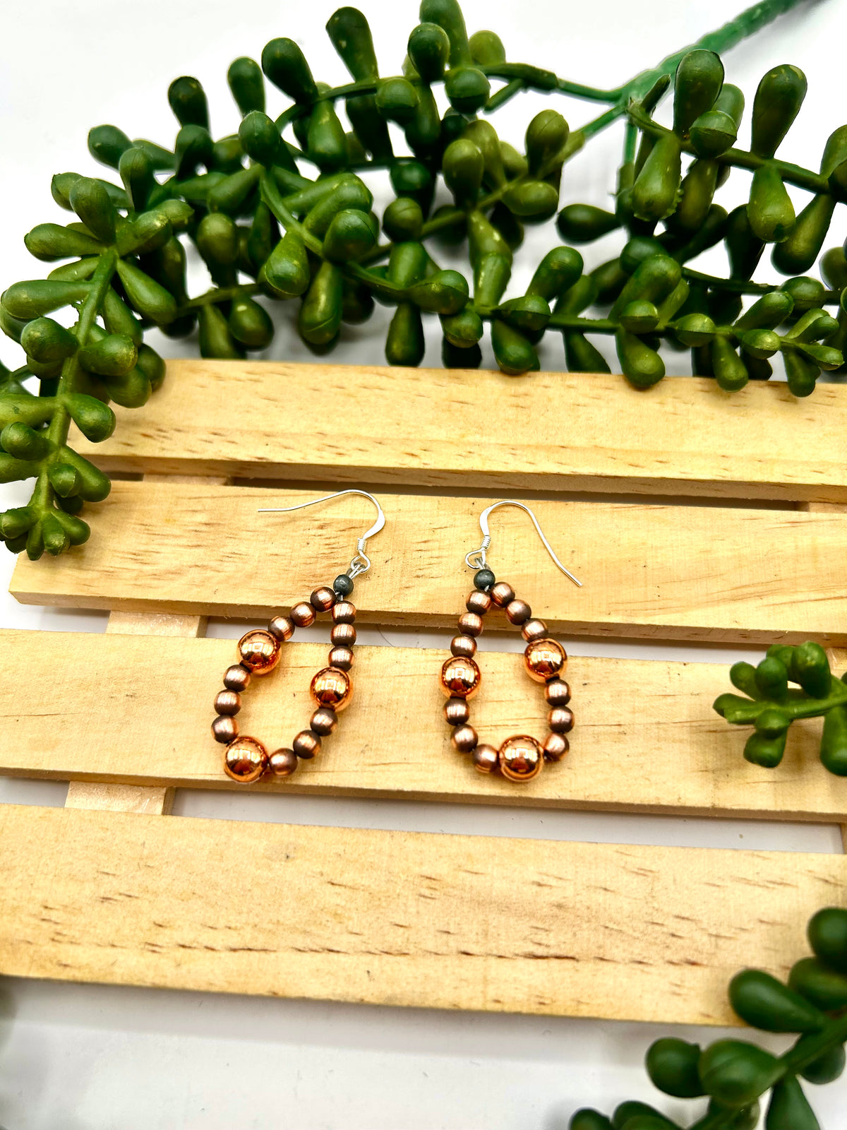 Navajo Made Strung Copper Hook Earrings