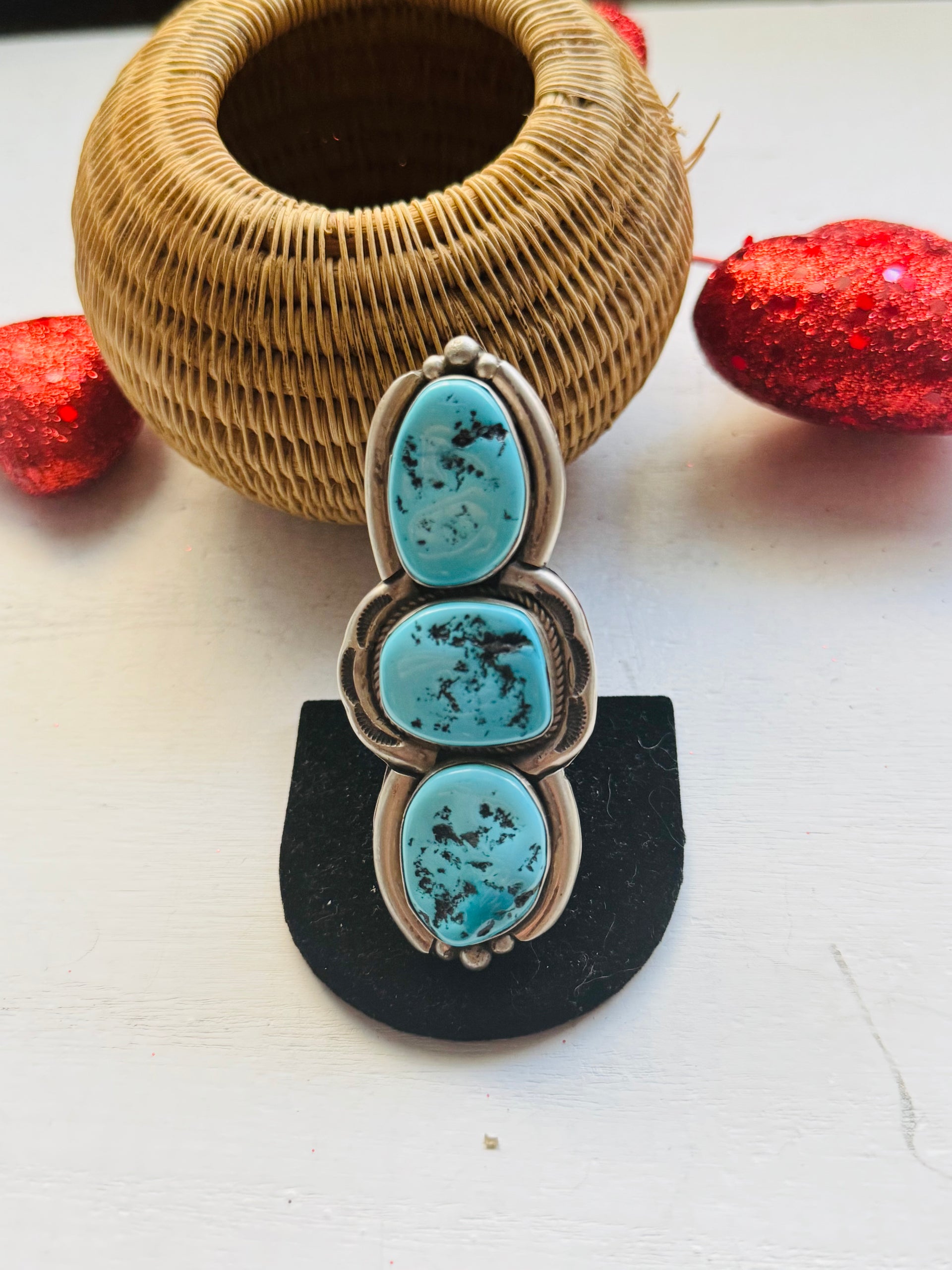 Rita Lee Old Stock Sleeping Beauty Turquoise & Sterling Silver Adjustable Ring