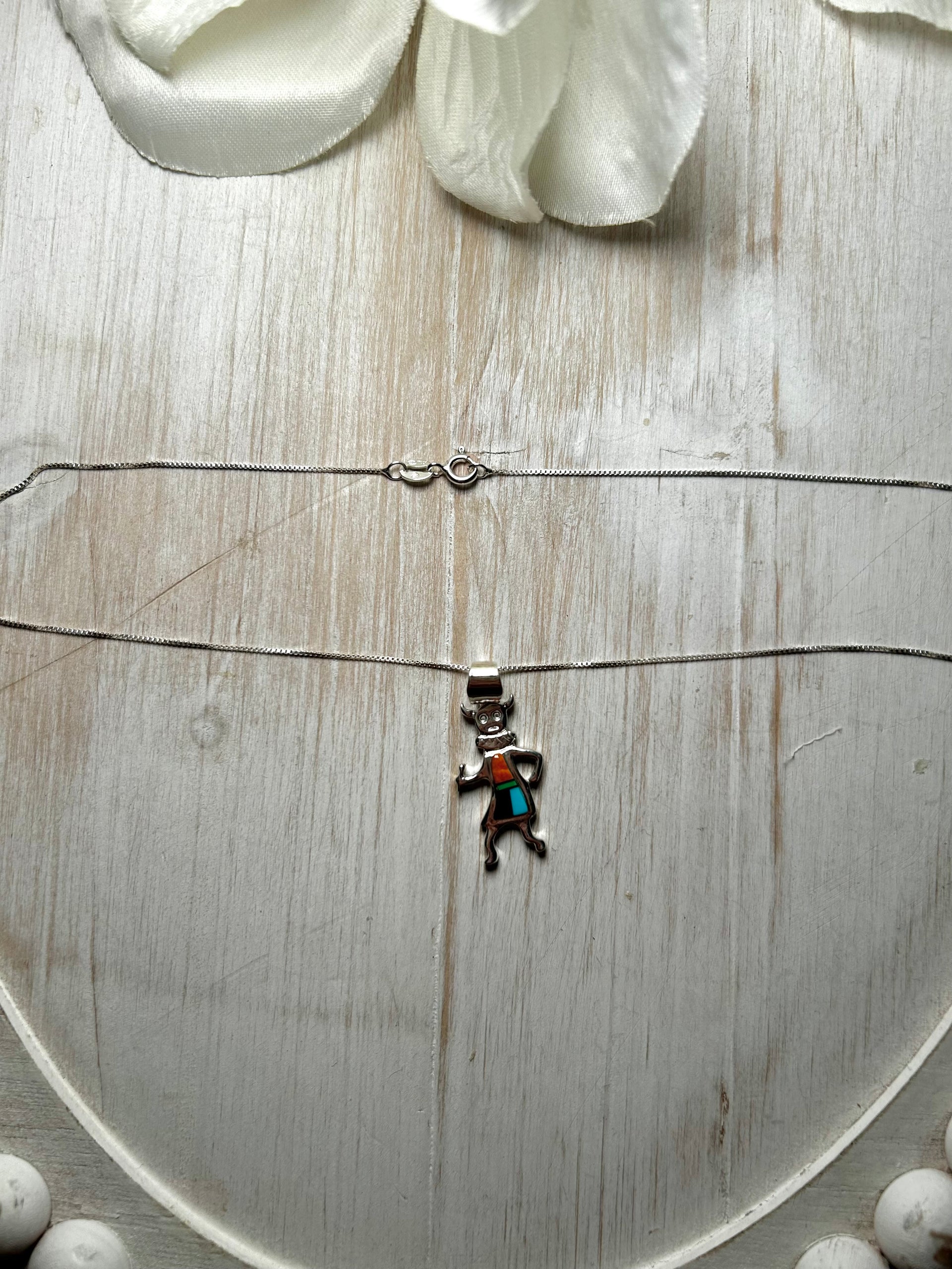 Navajo Made Multi Stone & Sterling Silver Necklace