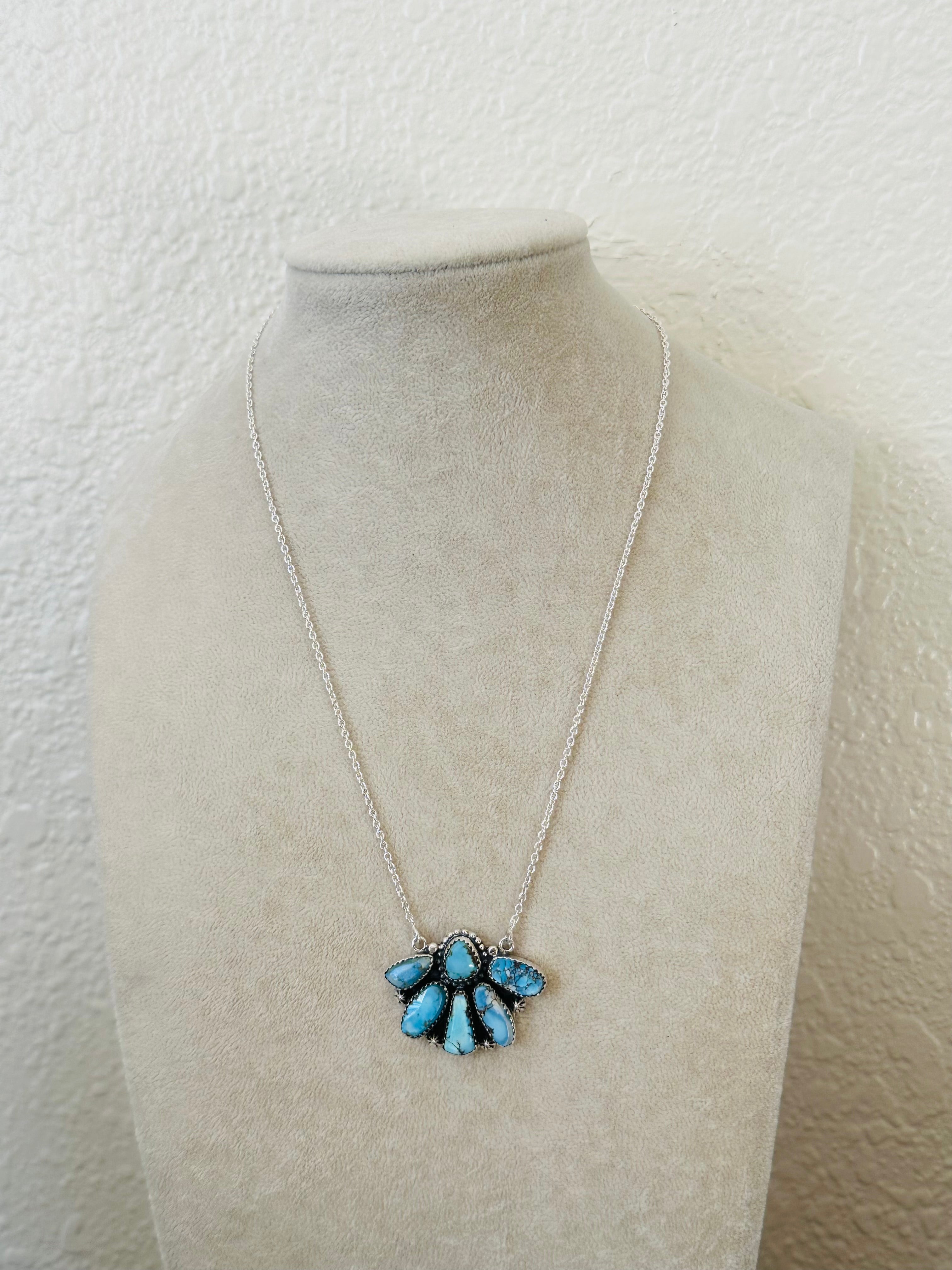 Southwest Handmade Golden Hills Turquoise & Sterling Silver Necklace