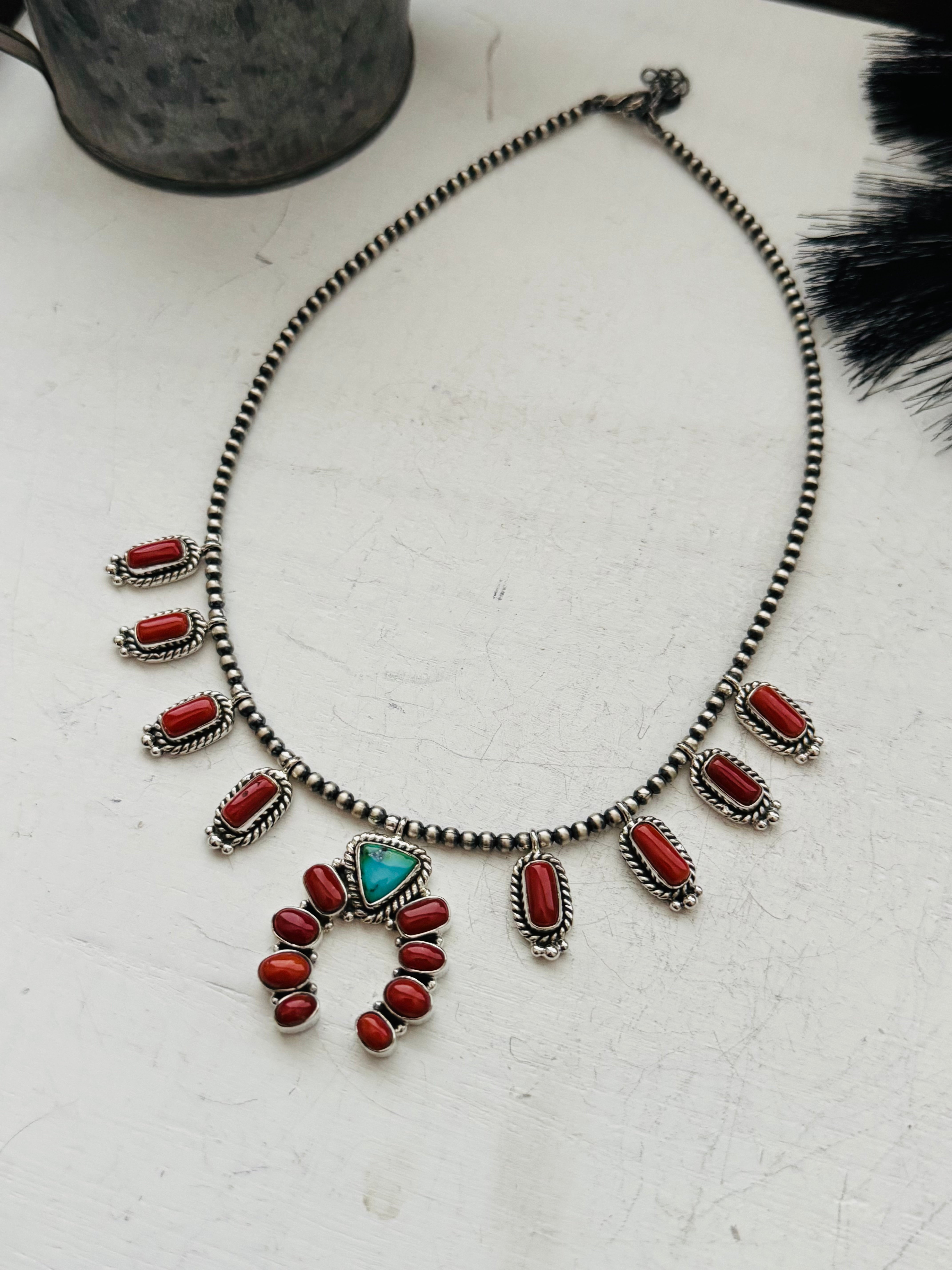 Southwest Handmade Multi Stone & Sterling Silver Naja Necklace