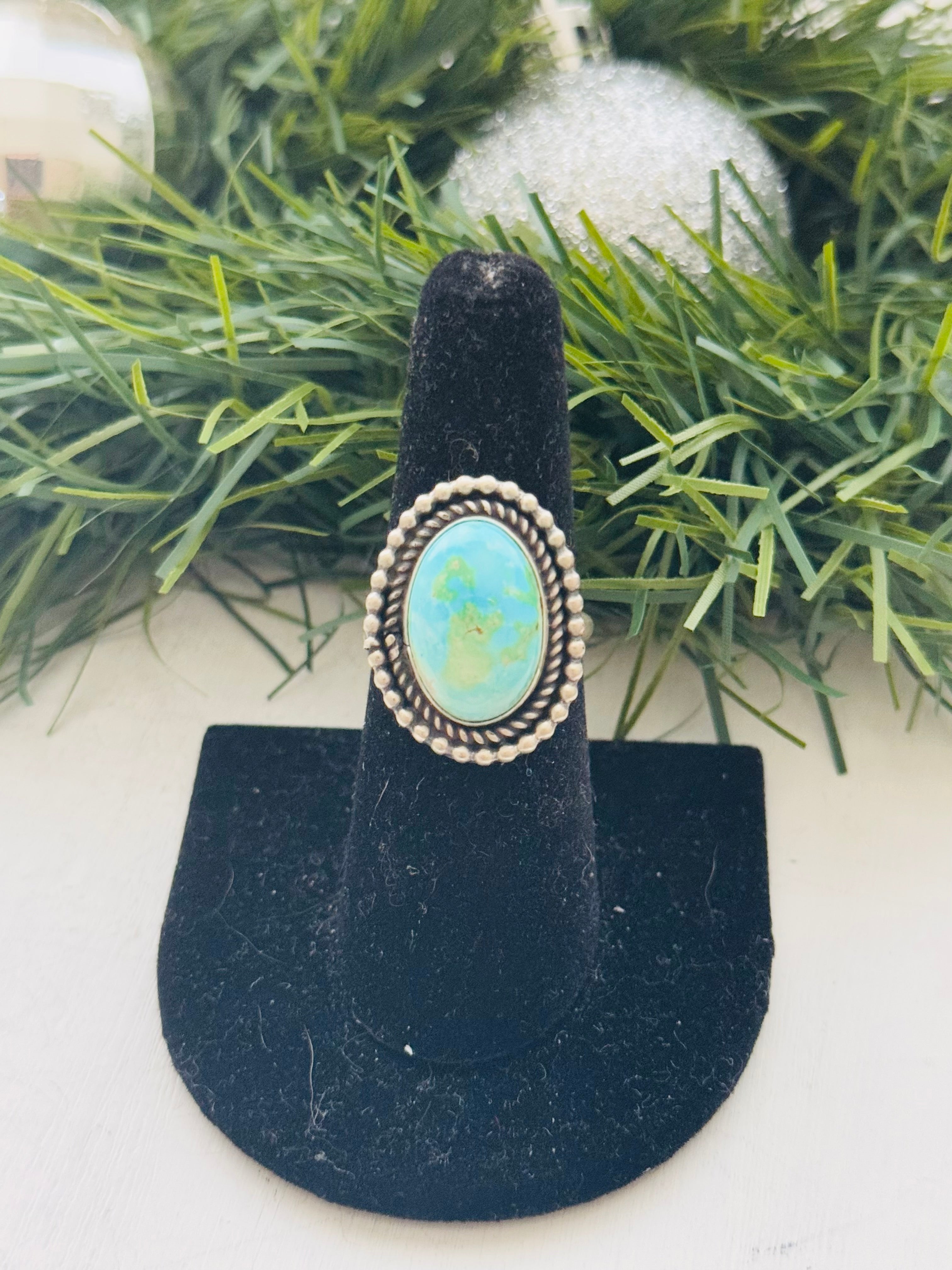 Navajo Made Kingman Turquoise & Sterling Silver Ring