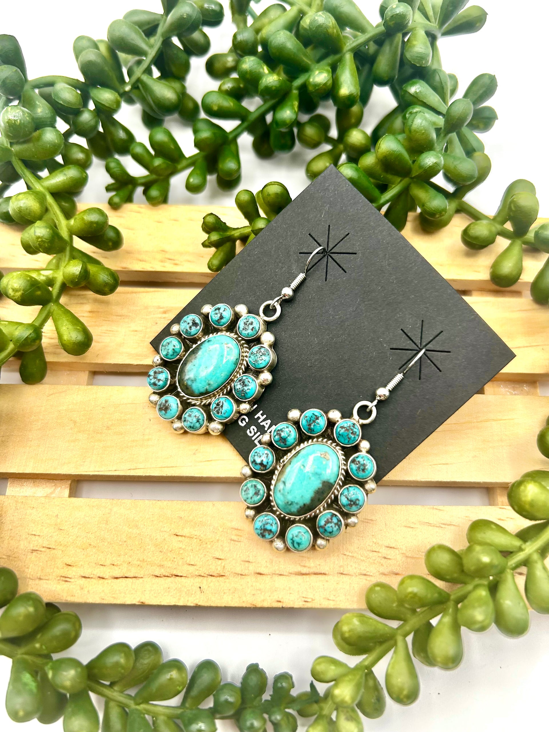 Zachariah David Kingman Turquoise & Sterling Silver Hook Earrings