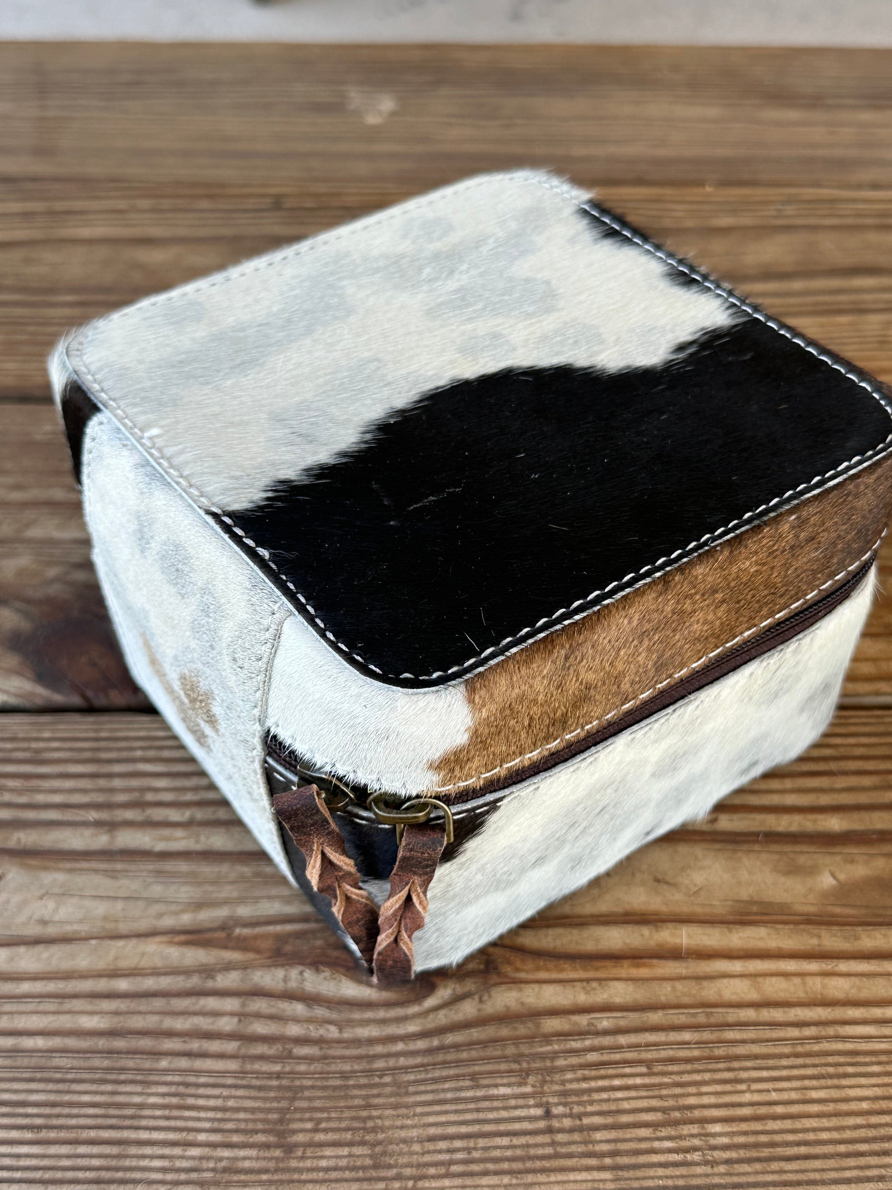 Genuine Leather Cowhide Jewelry Box