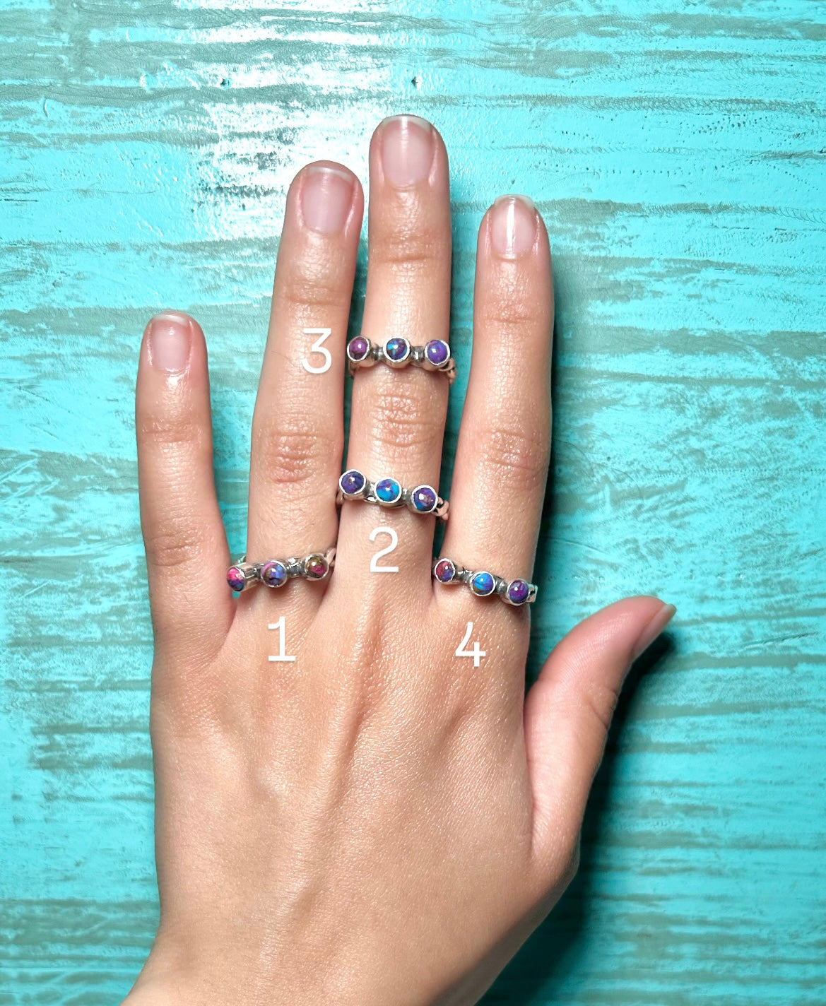 Navajo Made Mohave Turquoise & Sterling Silver Cluster Ring