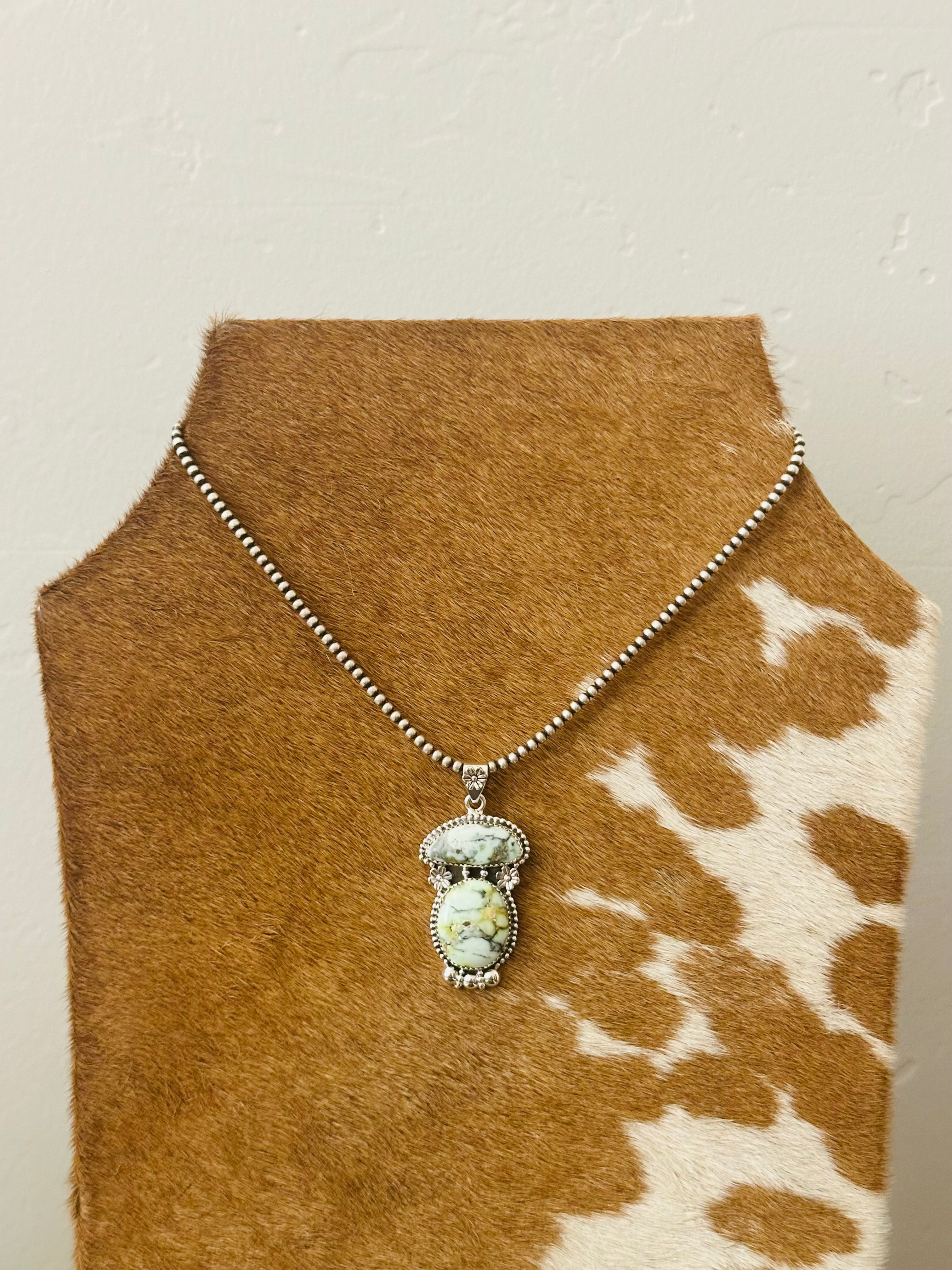 Southwest Palomino Variscite & Sterling Silver Pendant