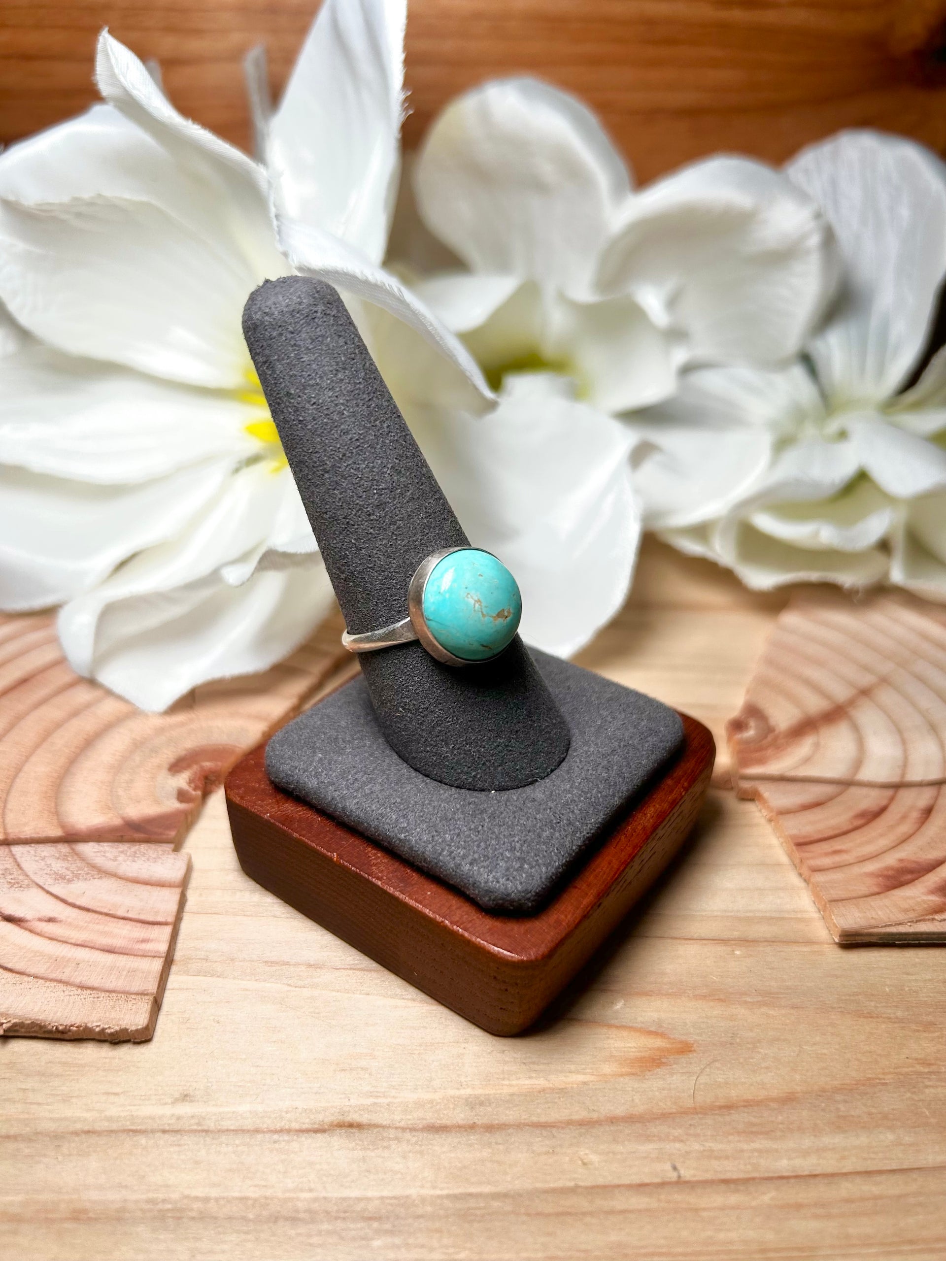 Navajo Made Royston Turquoise & Sterling Silver Ring Size 9.5