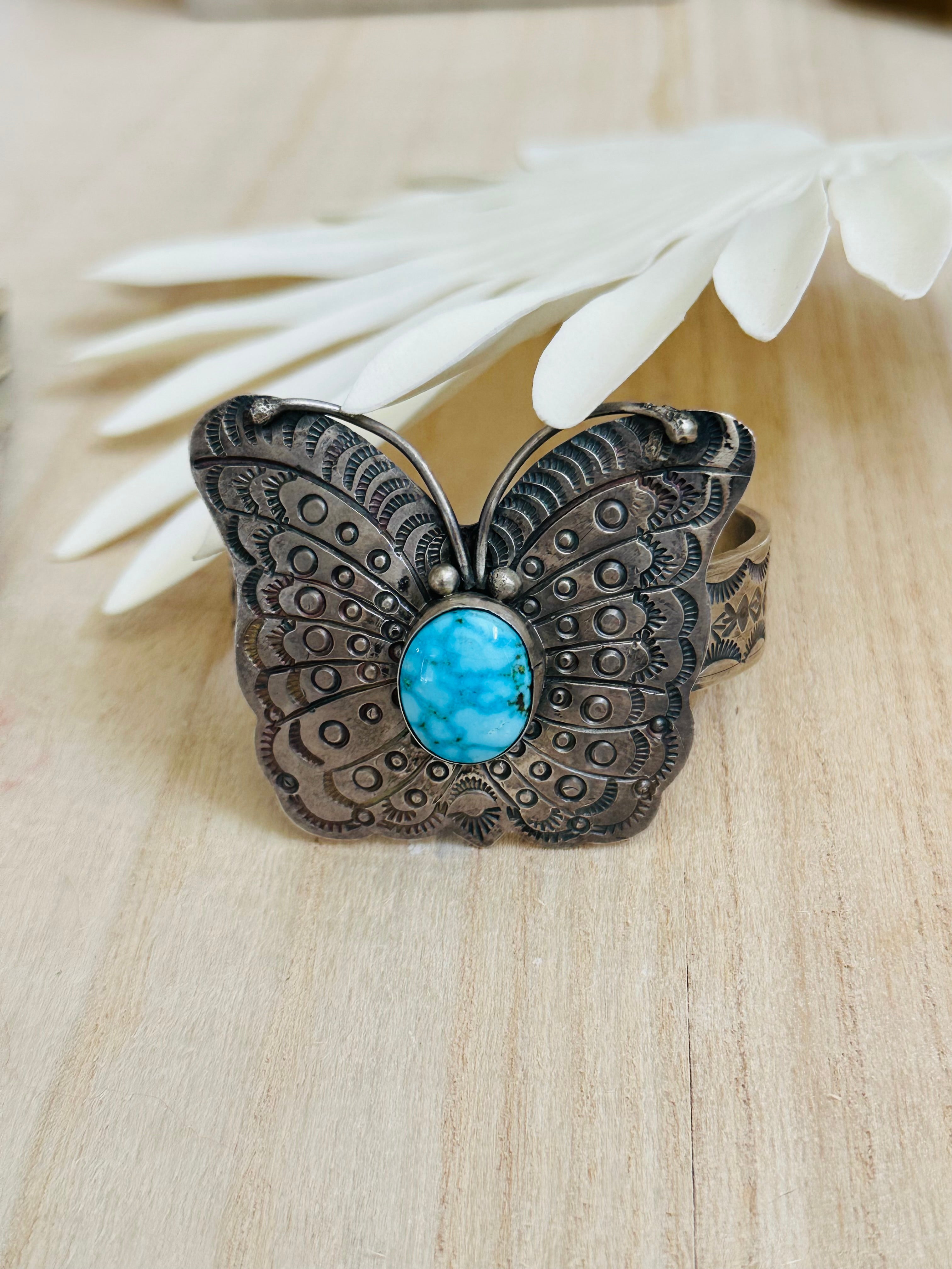 Bobby Johnson Kingman Turquoise & Sterling Silver Cuff Bracelet