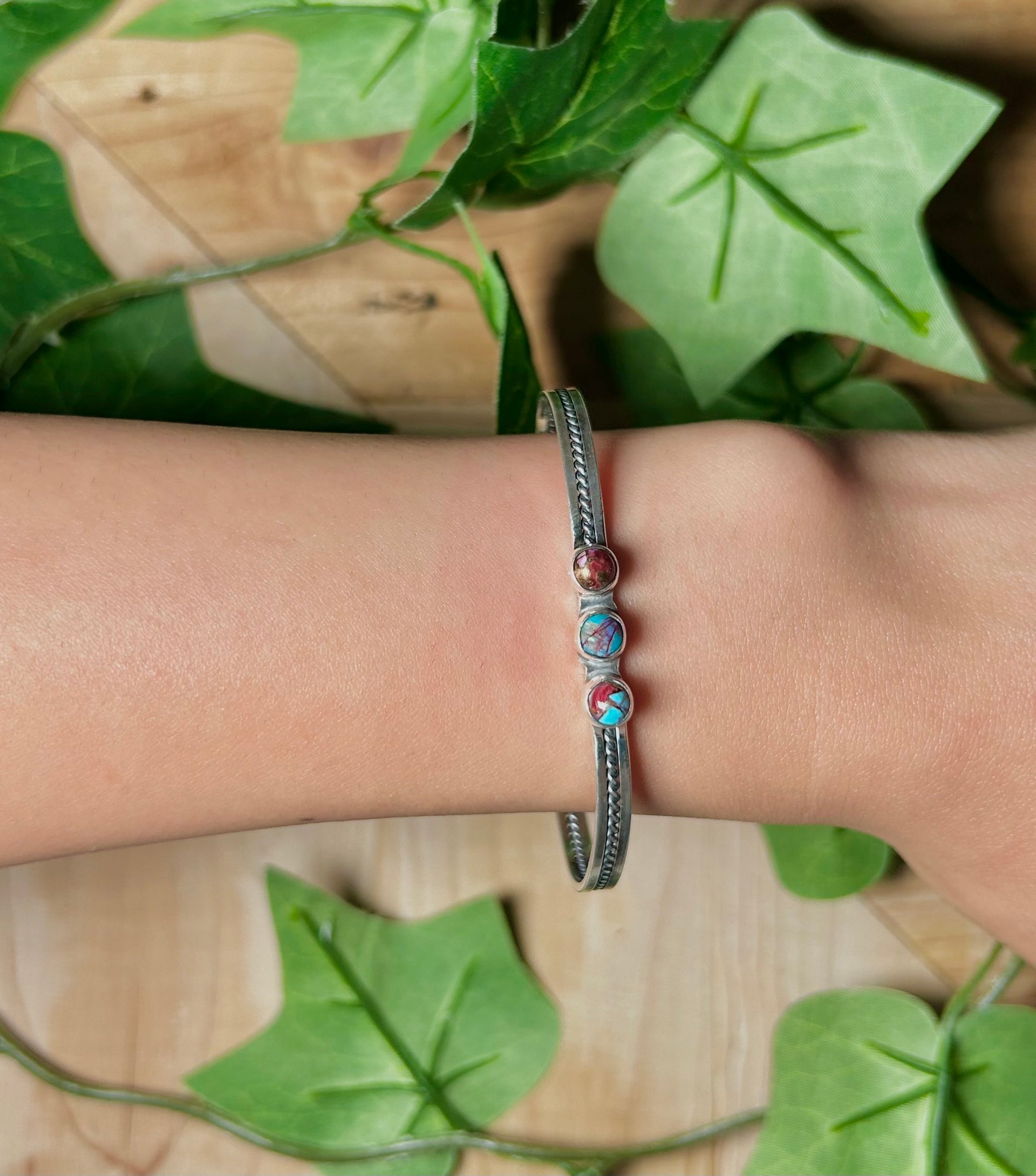Navajo Made Mohave Turquoise & Sterling Silver Cuff Bracelet