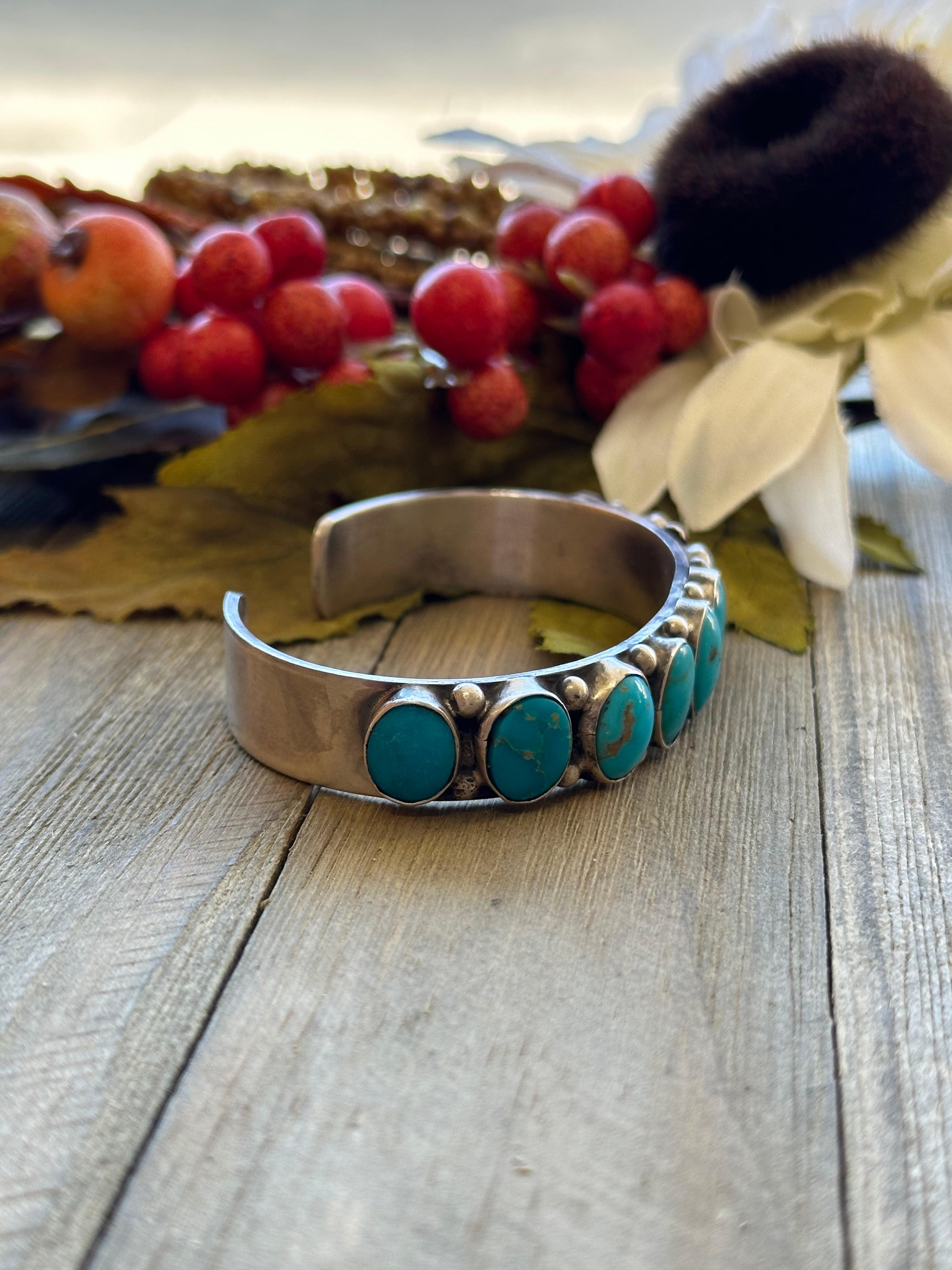 Bobby Johnson Blue Ridge Turquoise & Sterling Silver Cuff Bracelet