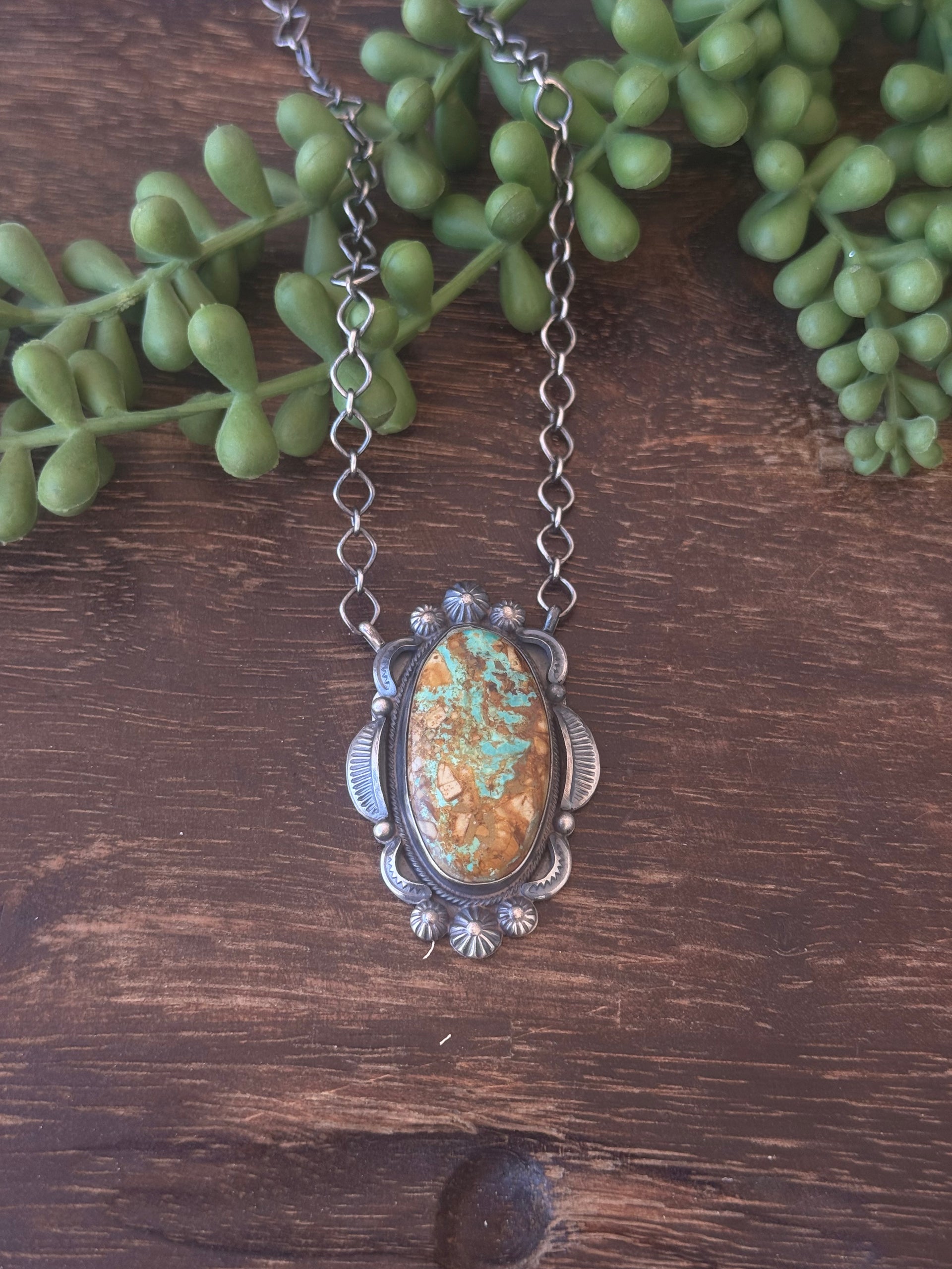 Bennie Ramone Boulder Turquoise & Sterling Silver Necklace