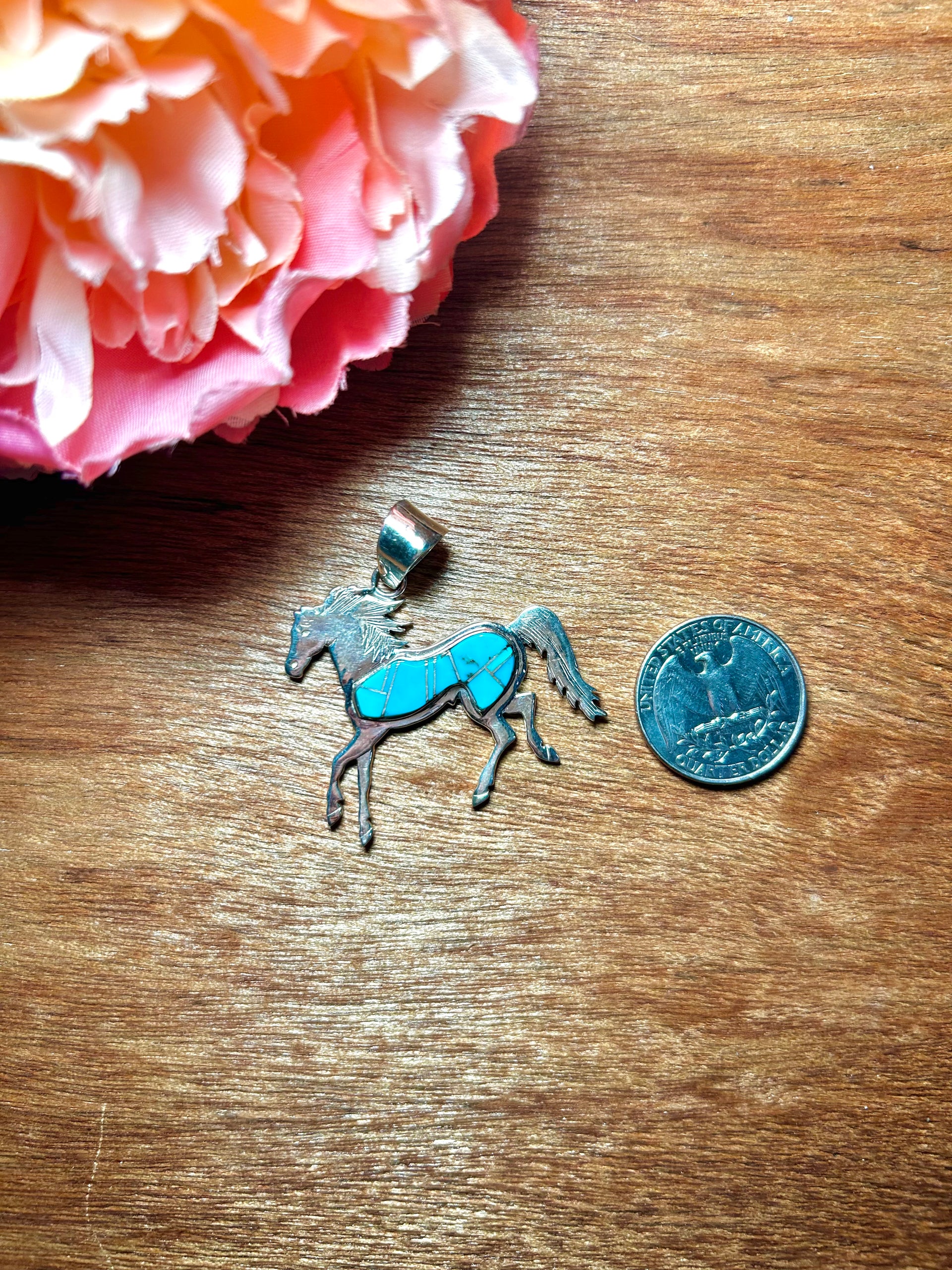 Navajo Made Kingman Turquoise & Sterling Silver Pendant