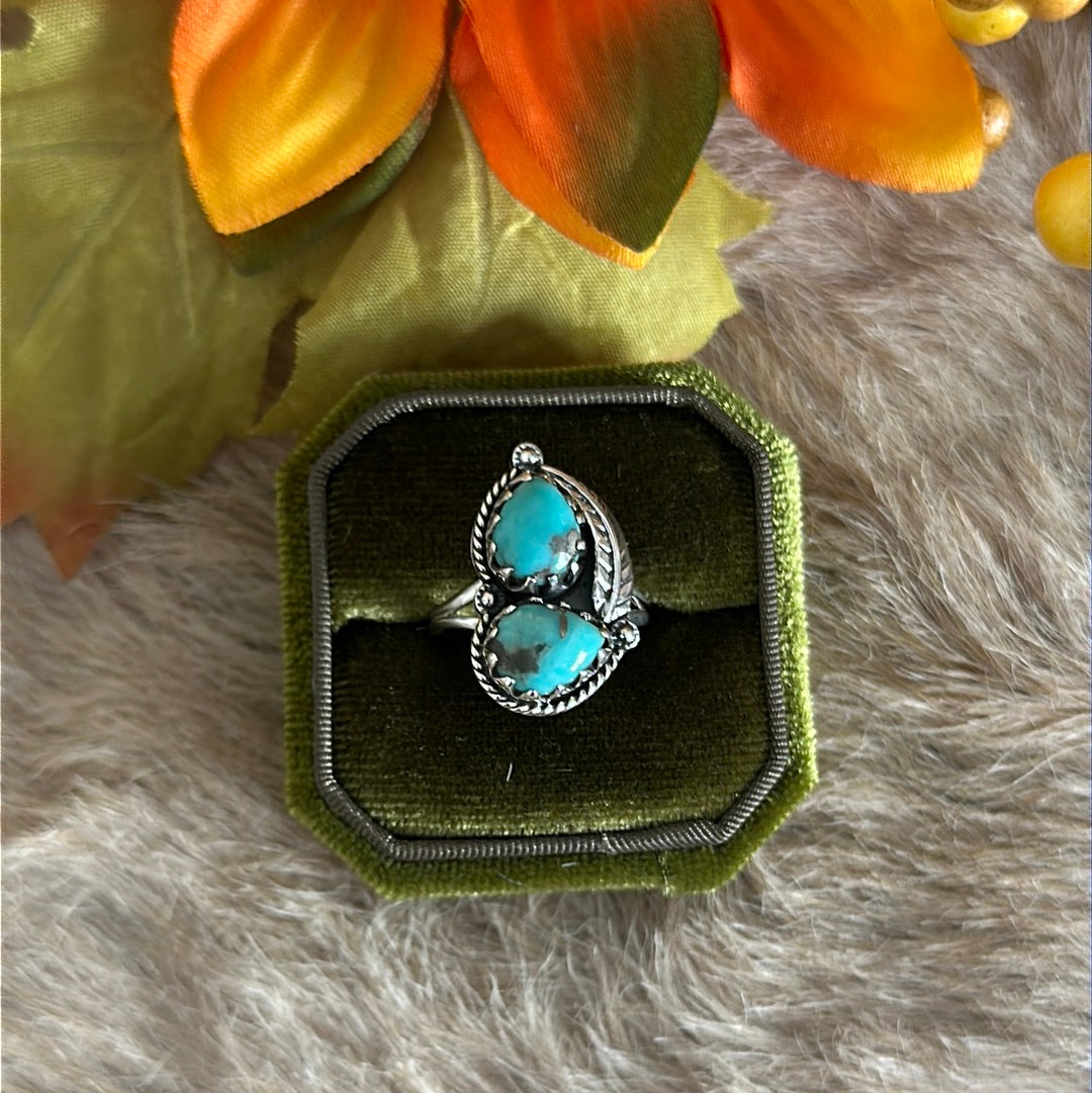 Southwest Handmade Kingman Turquoise & Sterling Silver Ring Size 7.75