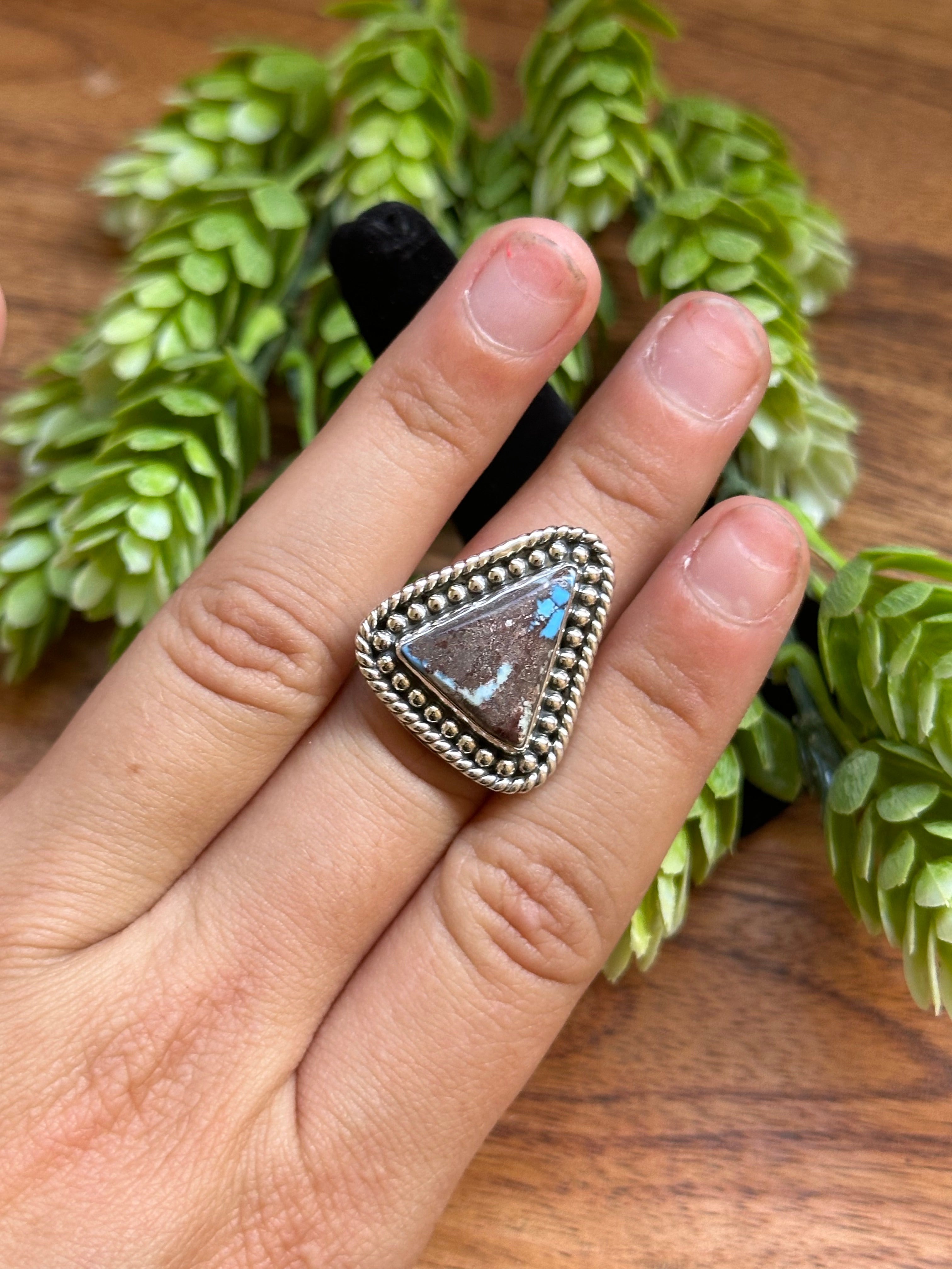 Southwest Handmade Golden Hills Turquoise & Sterling Silver Adjustable Ring