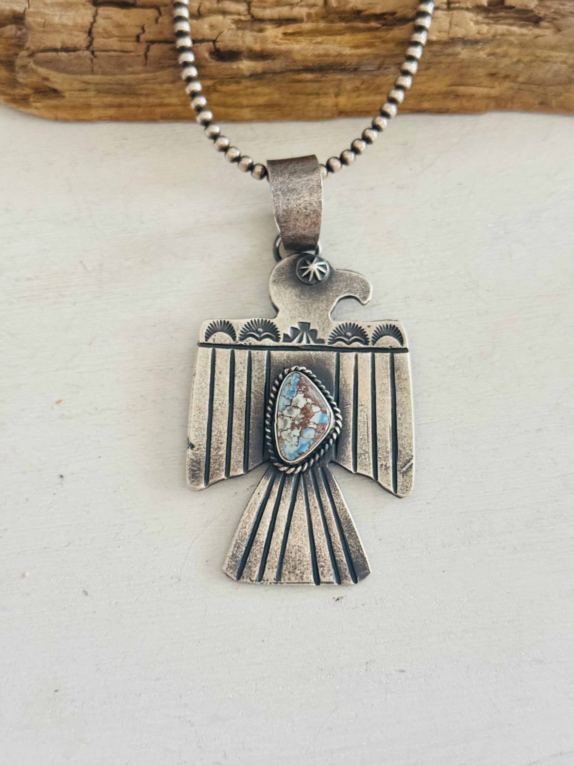Kindale Billah Golden Hills Turquoise & Sterling Silver Thunderbird Pendant