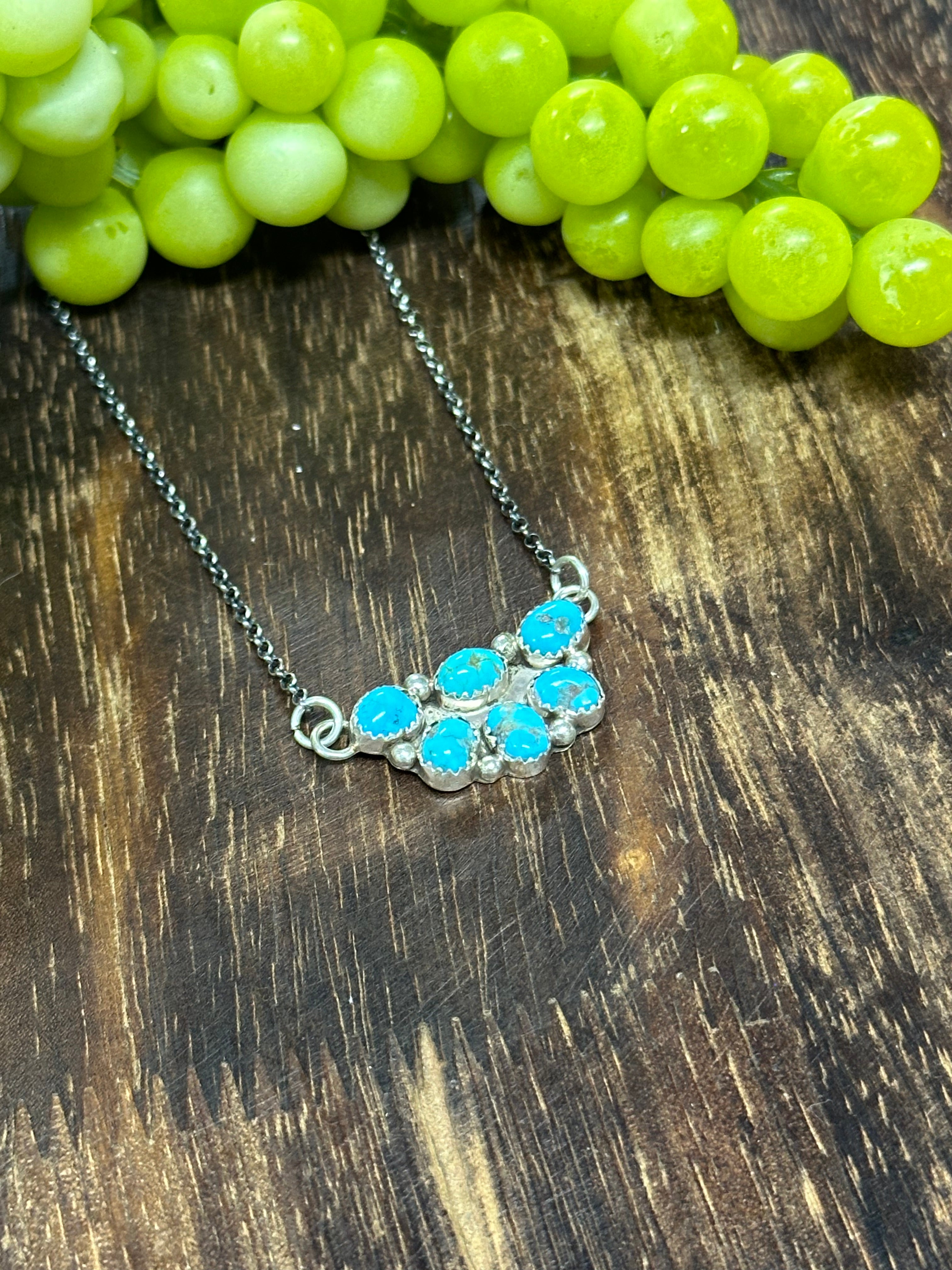 Maxine Ramirez Kingman Turquoise & Sterling Silver Cluster Necklace