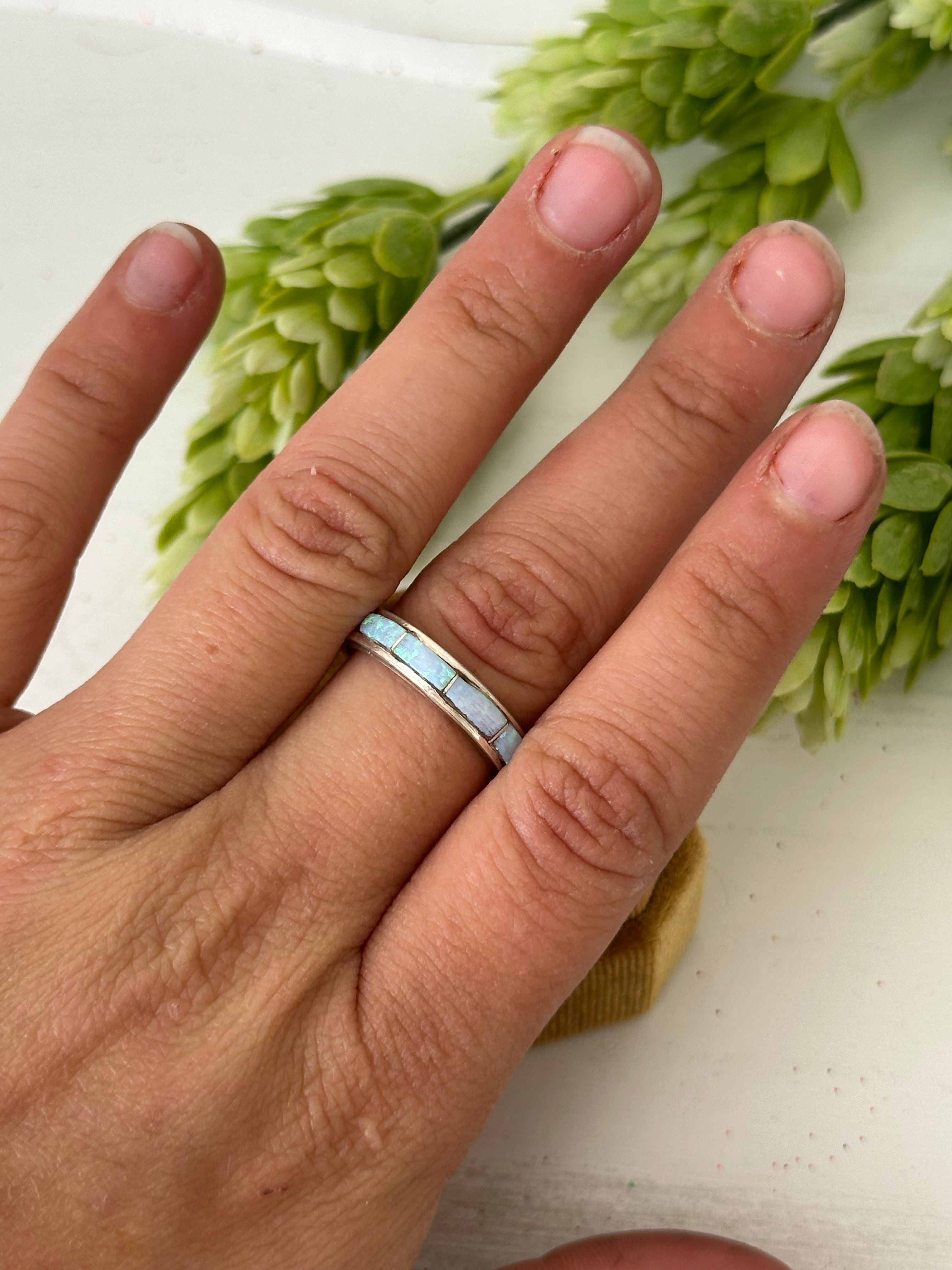 Navajo Made Opal (Man-Made) & Sterling Silver Ring