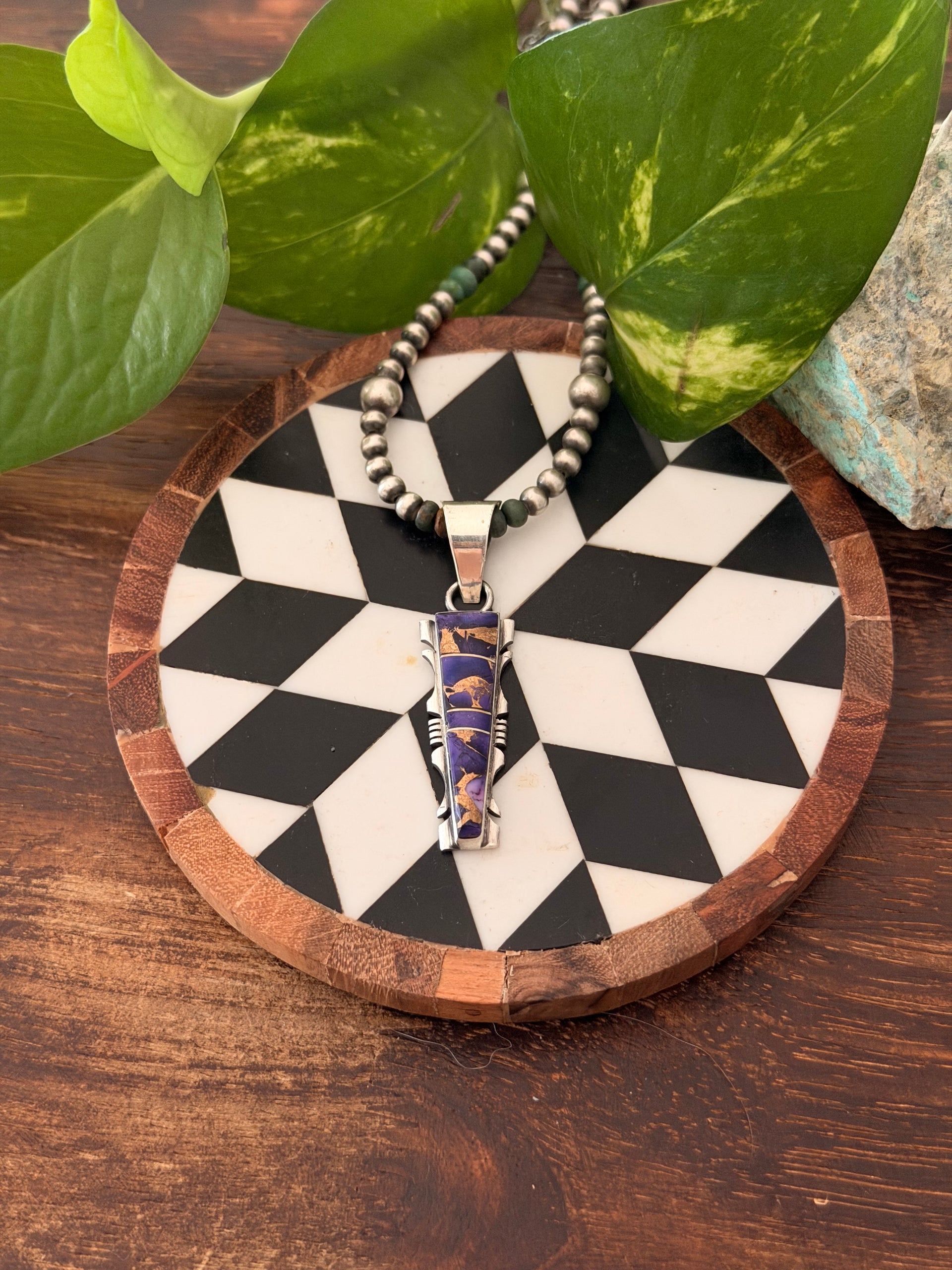 Steve Francisco Purple Mohave Turquoise & Sterling Silver Inlay Pendant