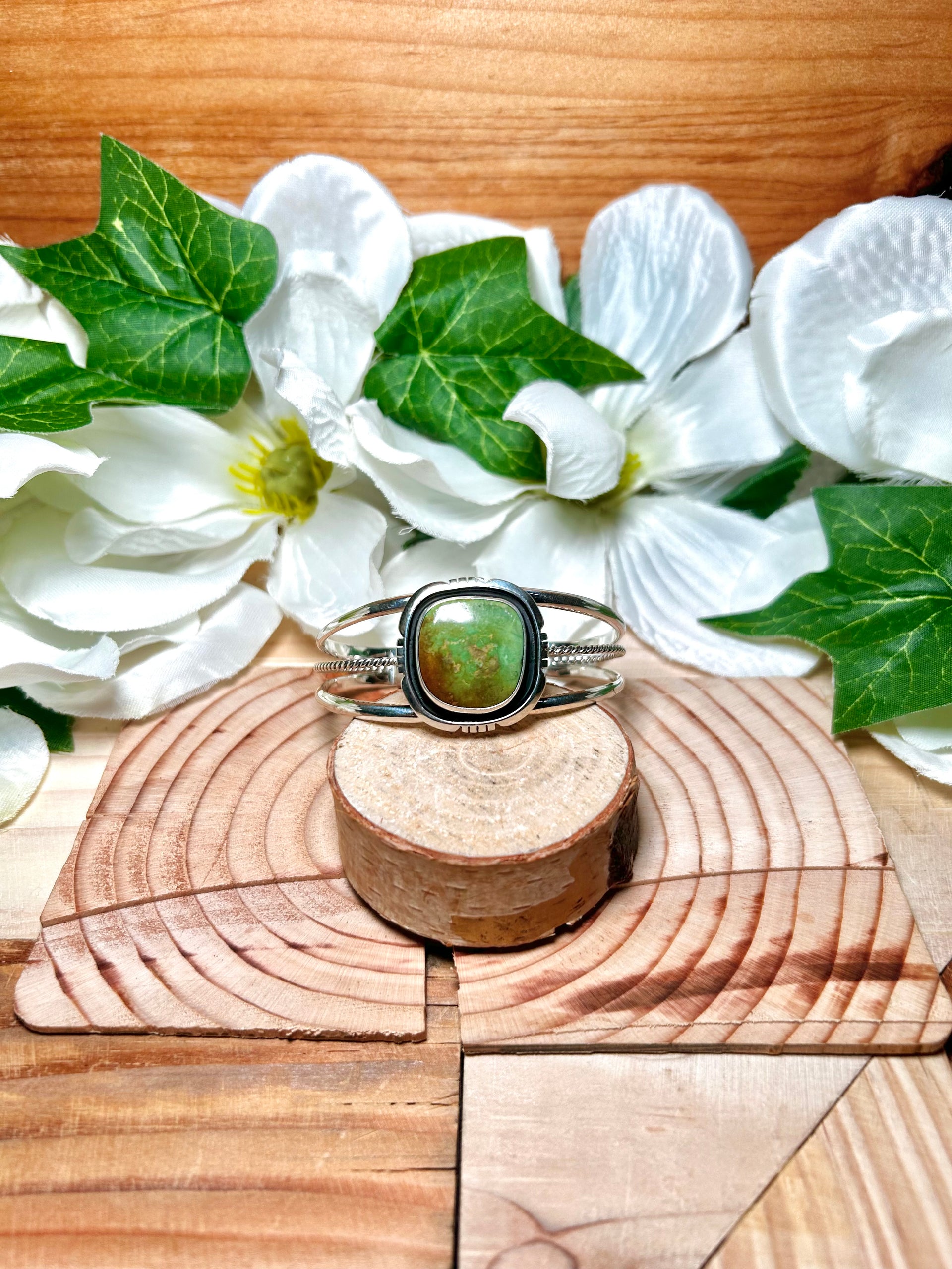 Navajo Made Kingman Turquoise & Sterling Silver Cuff Bracelet