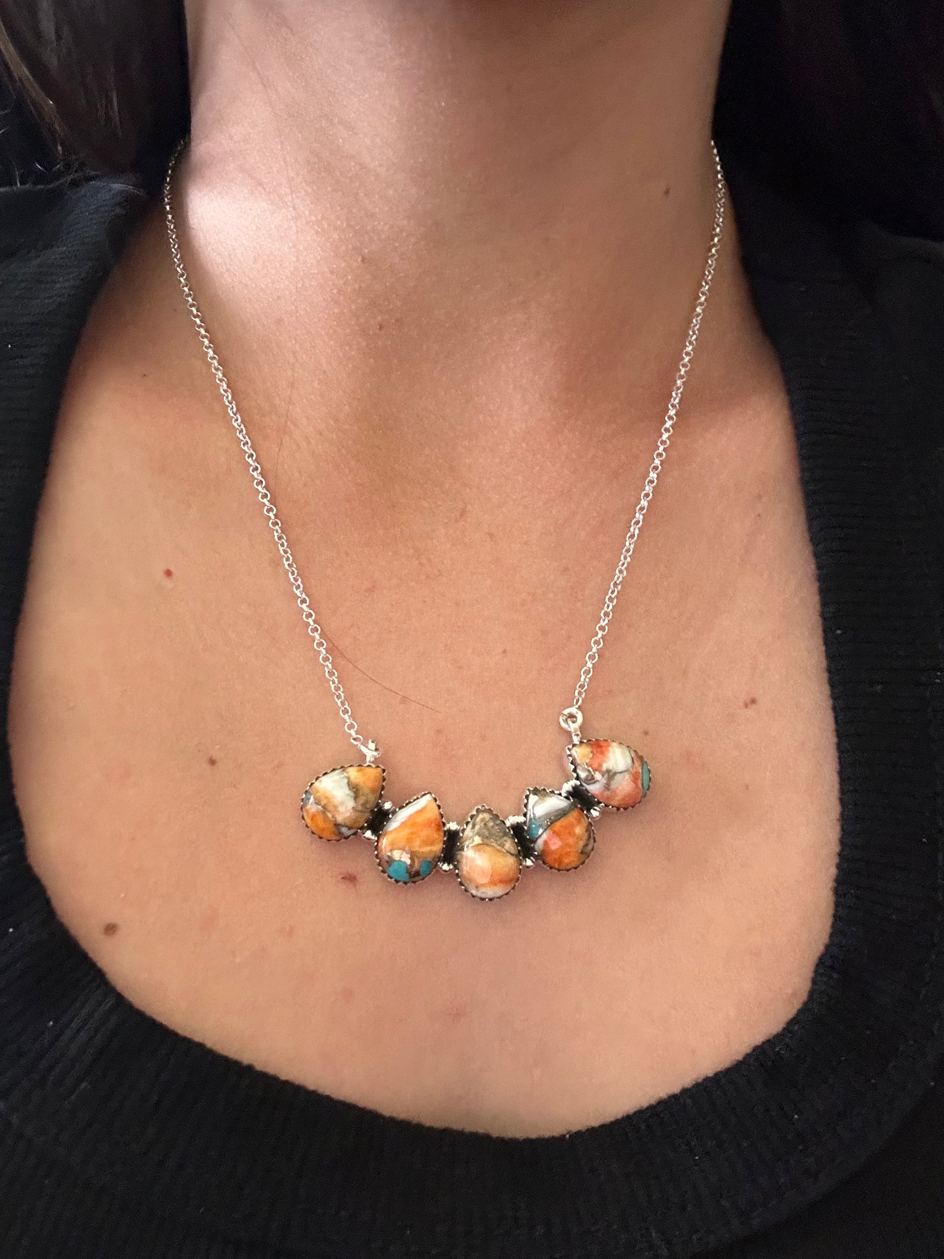 Southwest Made Mohave Turquoise & Sterling Silver Necklace