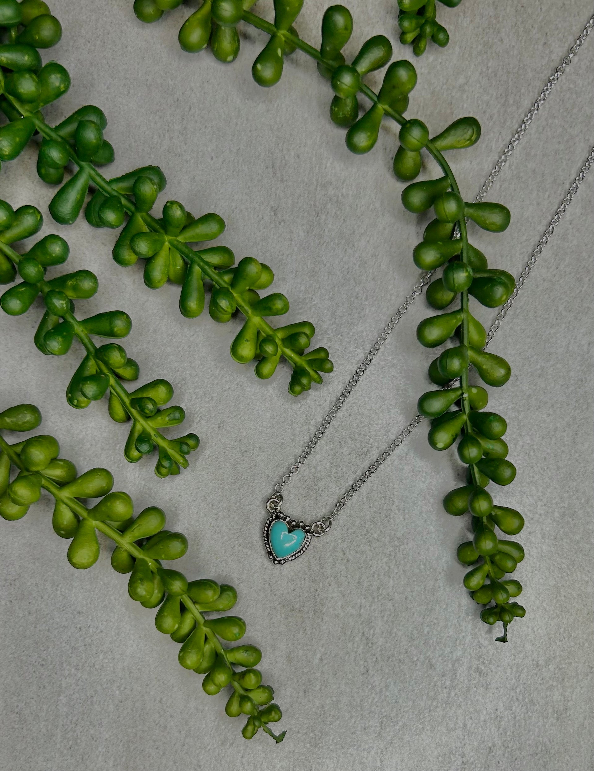 Southwest Made Kingman Turquoise & Sterling Sliver Heart Necklace