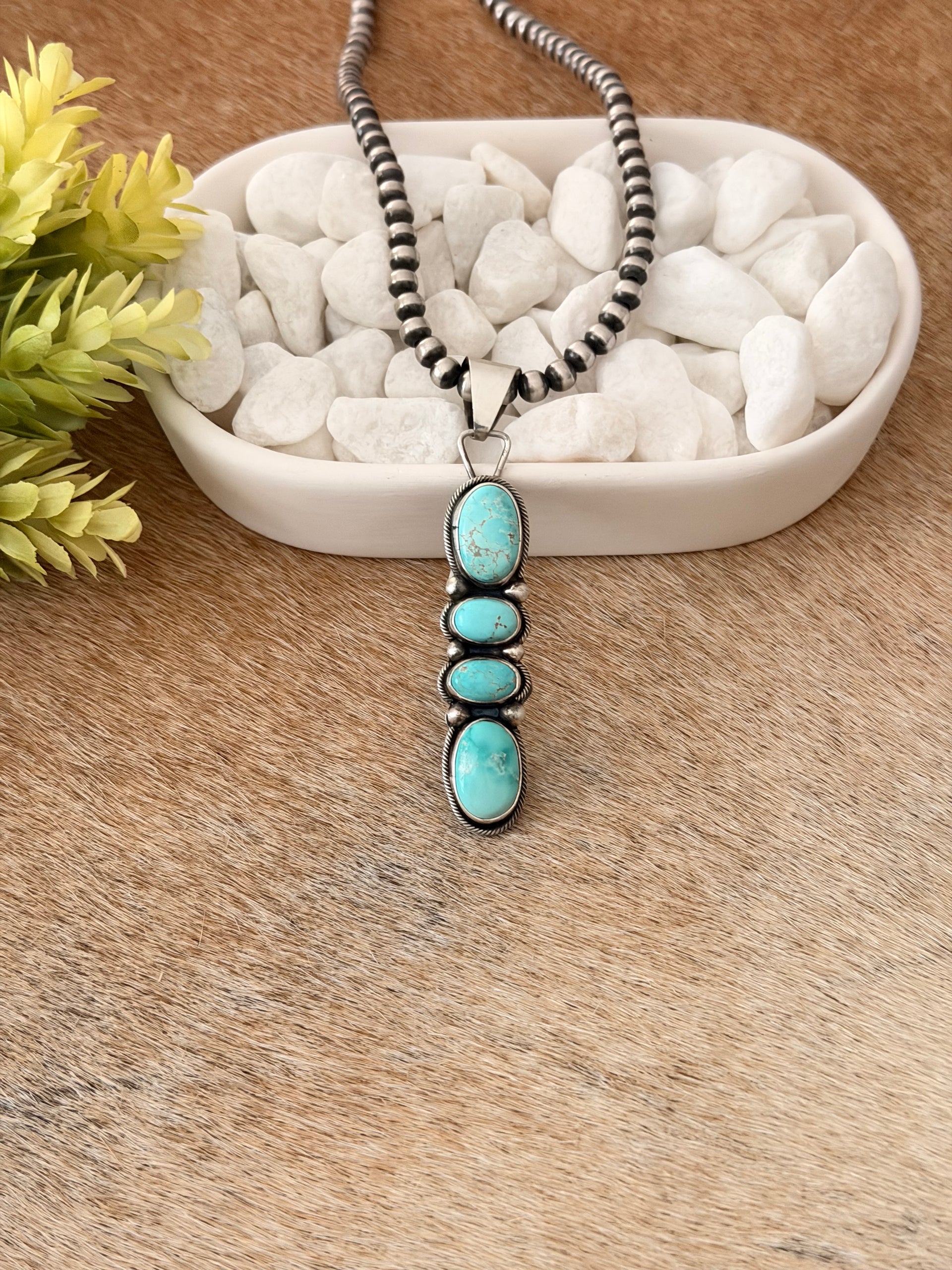 Lillian Ramone Carico Lake Turquoise & Sterling Silver Pendant