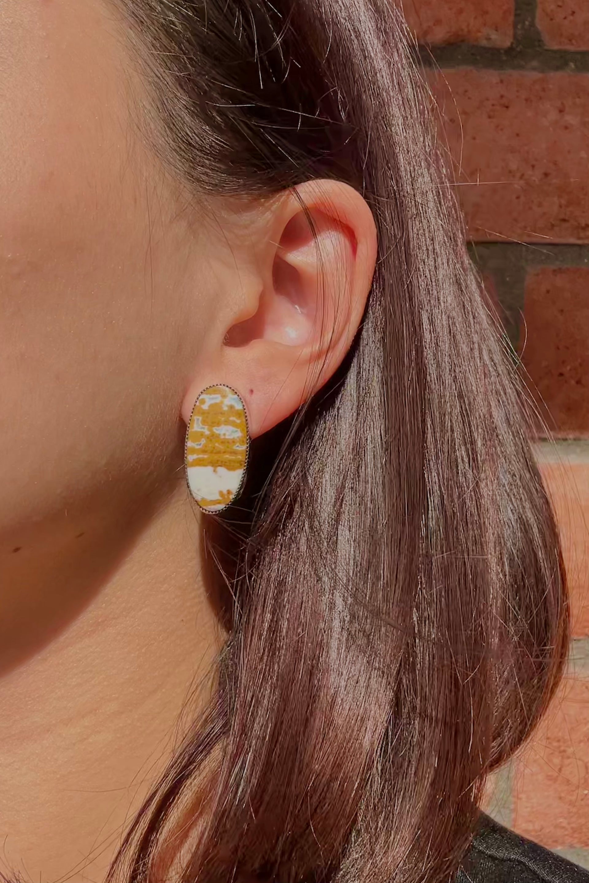 Navajo Made Ocean Jasper & Sterling Silver Post Earrings