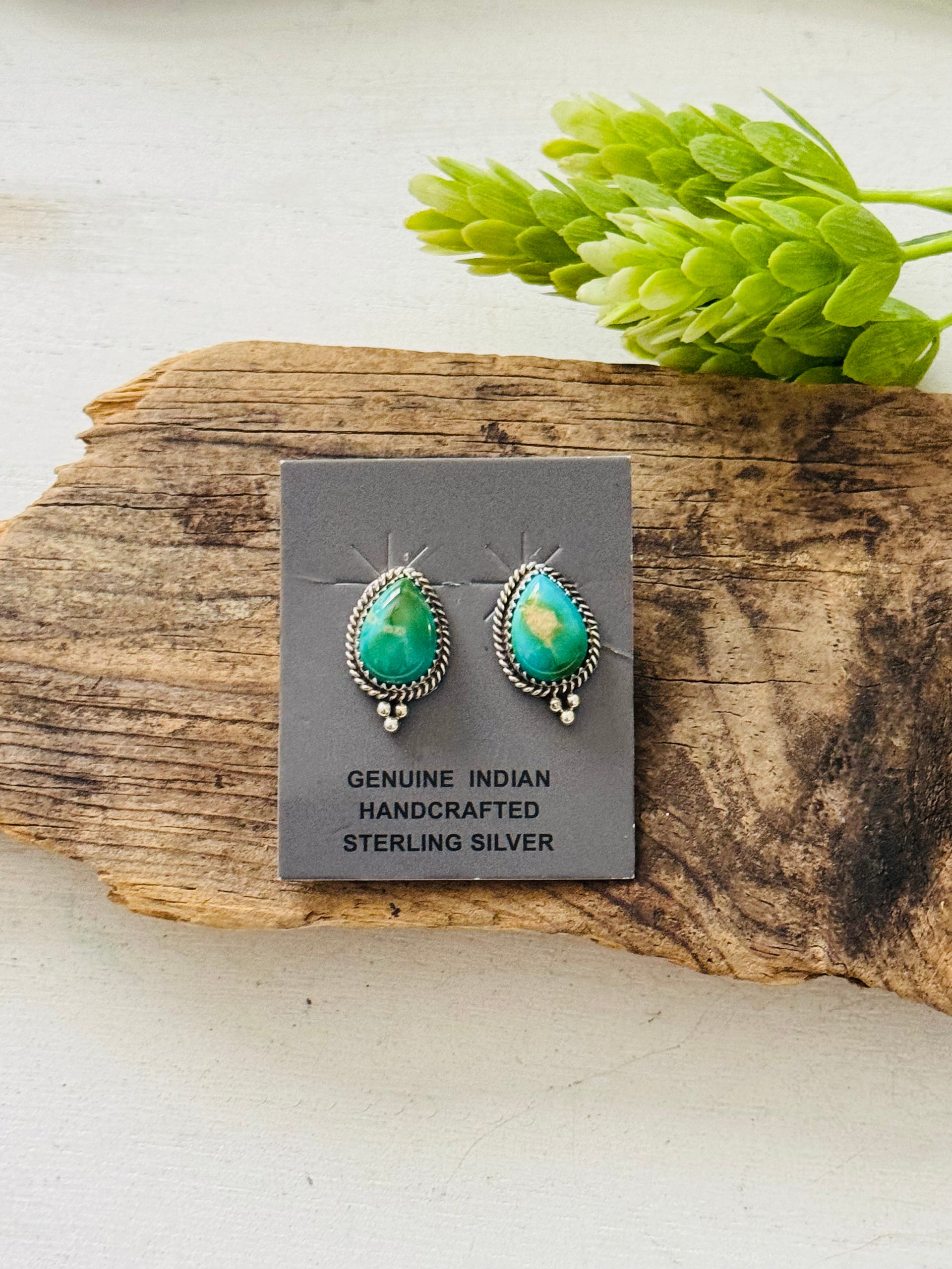 Trish Largo Kingman Turquoise & Sterling Silver Post Earrings