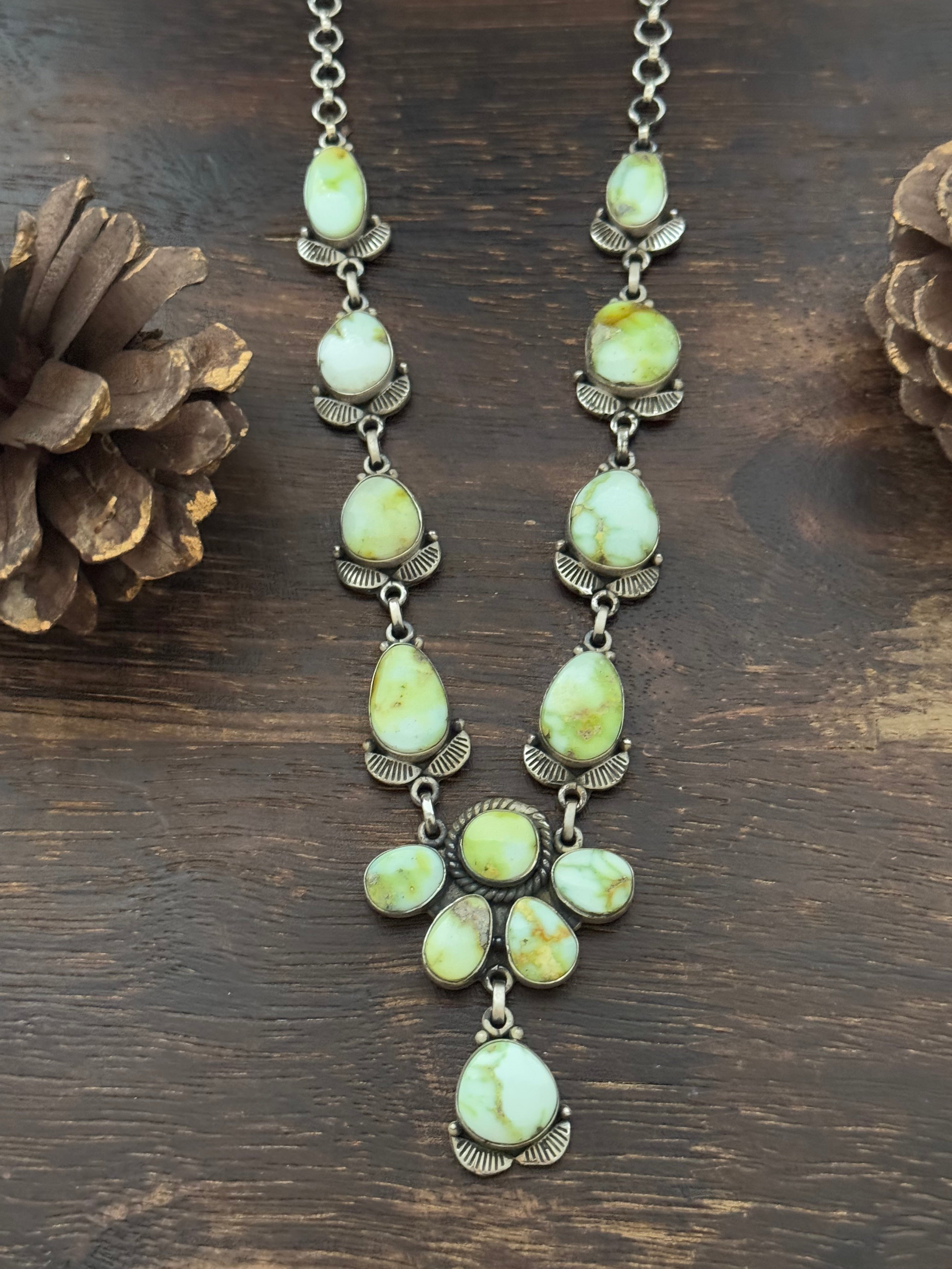 TTD Palomino Variscite & Sterling Silver Lariat Necklace