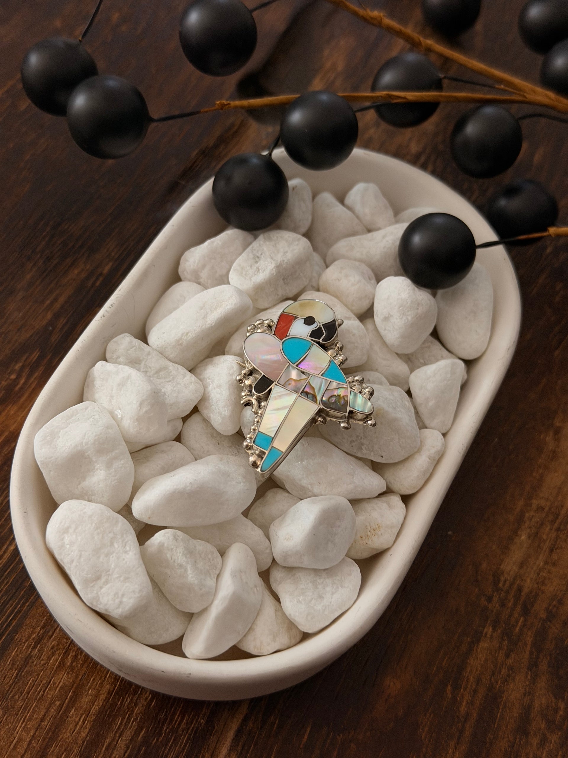 Zuni Made Multi Stone & Sterling Silver Pin/Pendant