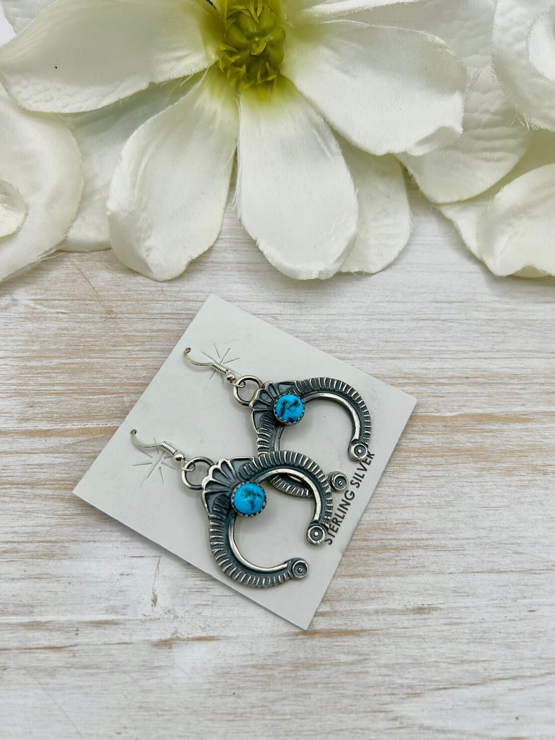 Eva Lin Billah Kingman Turquoise & Sterling Silver Hook Earrings