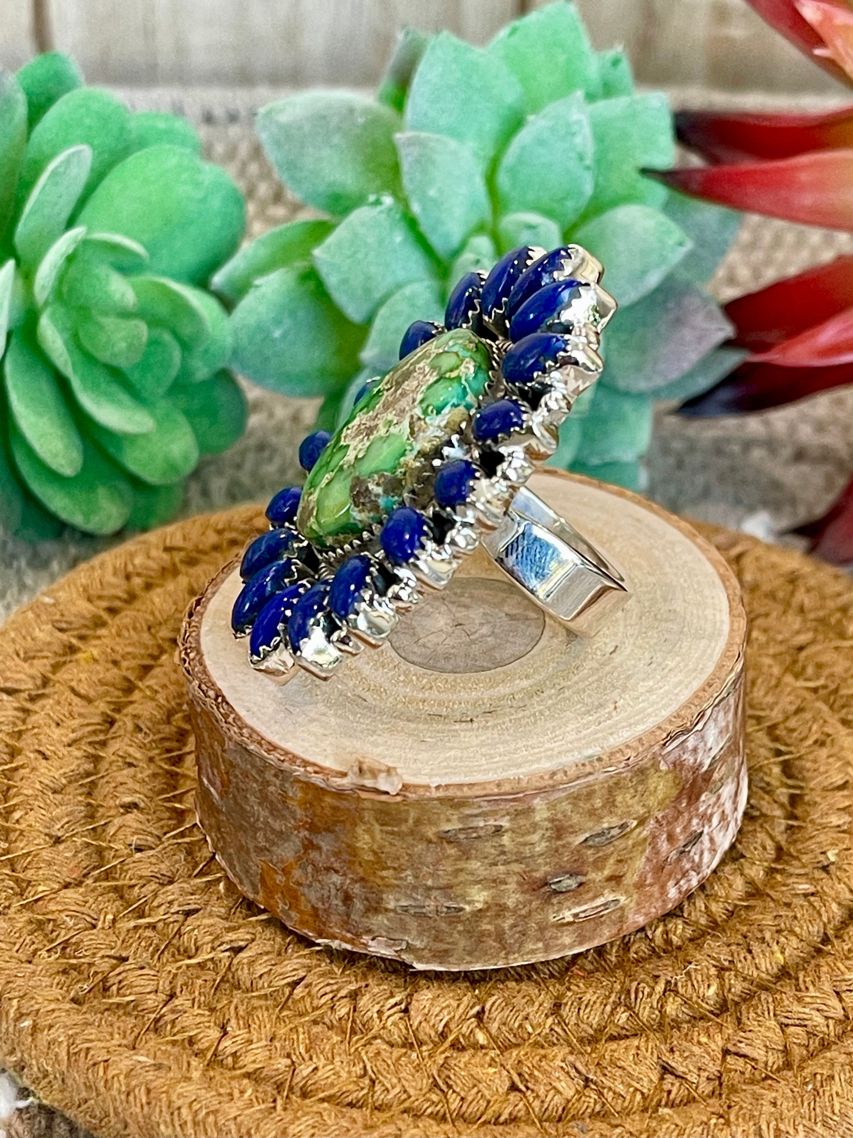 Southwest Handmade Multi Stone & Sterling Silver Adjustable Ring