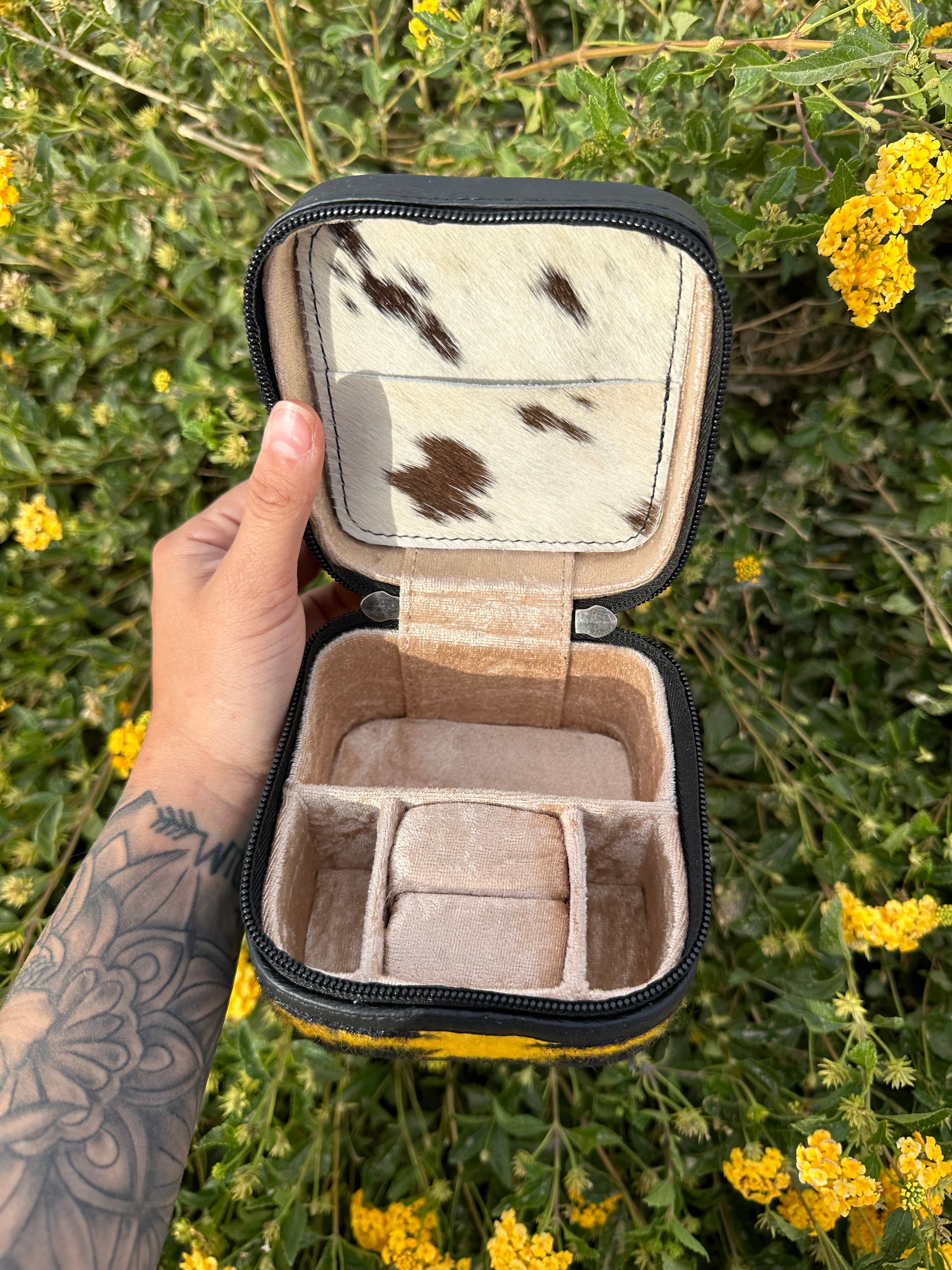 Genuine Leather Cowhide & Saddle Bag Jewelry Box