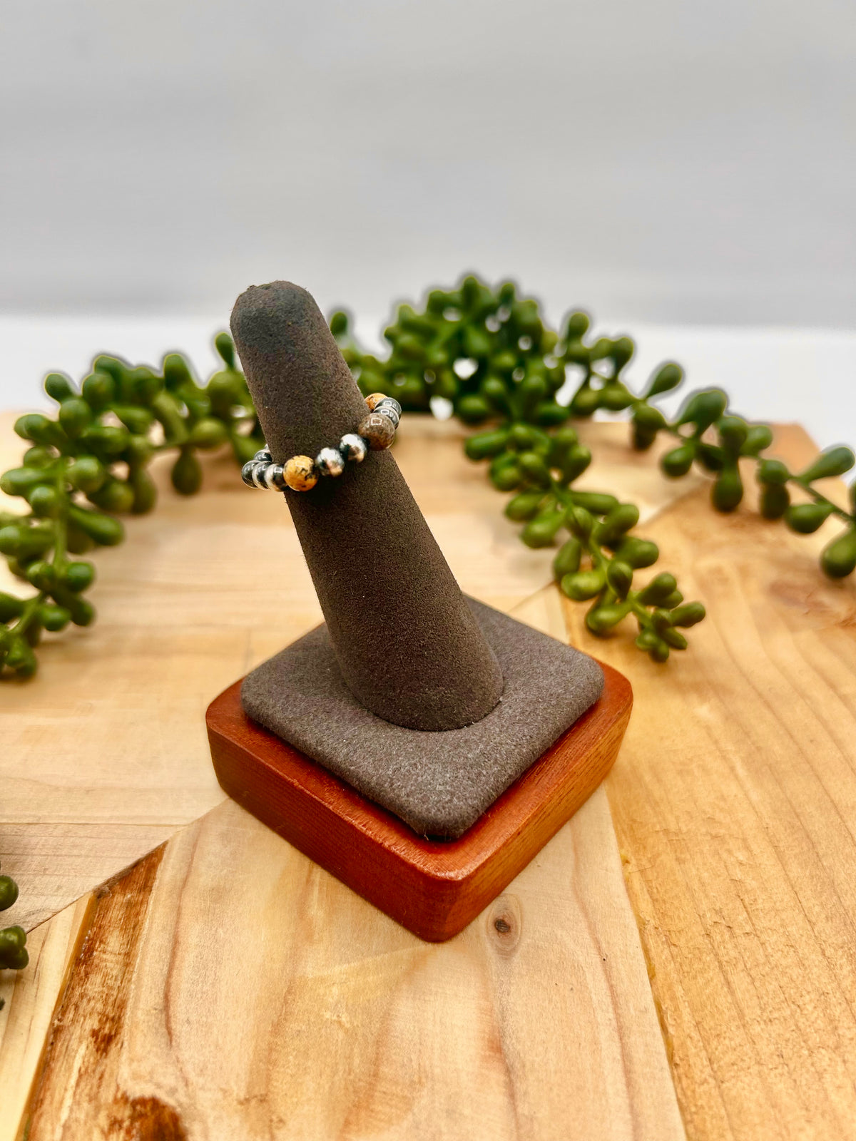 Navajo Made Jasper & Sterling Silver Strung Ring