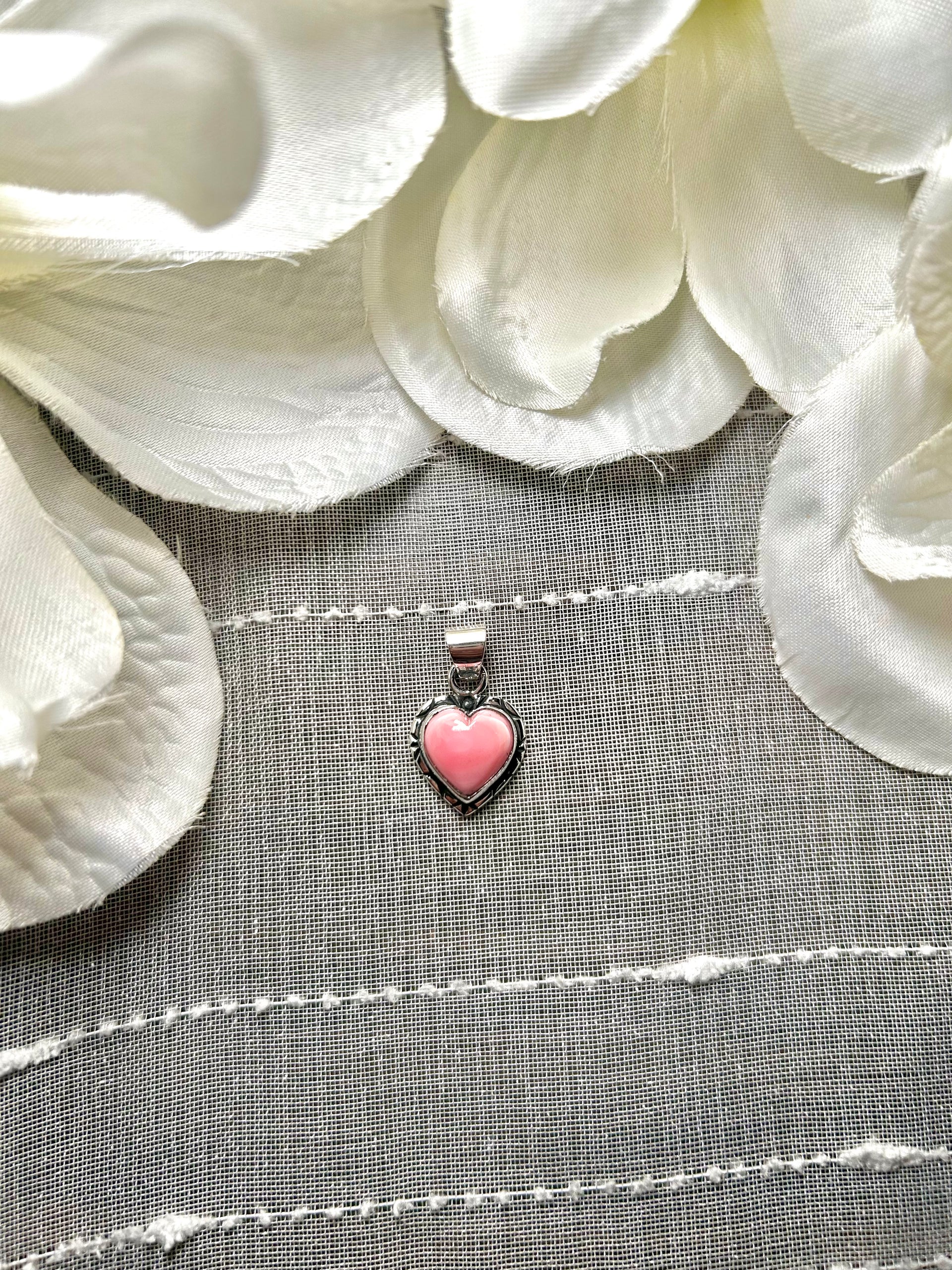 Navajo Made Pink Conch & Sterling Silver Pendant