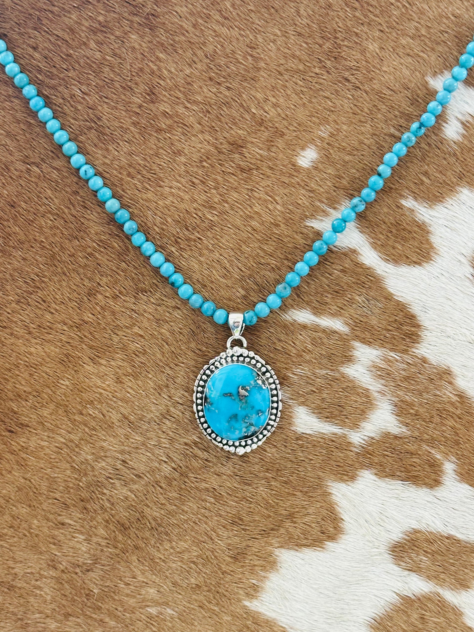 Southwest Handmade Blue Ridge Turquoise & Sterling Silver Pendant