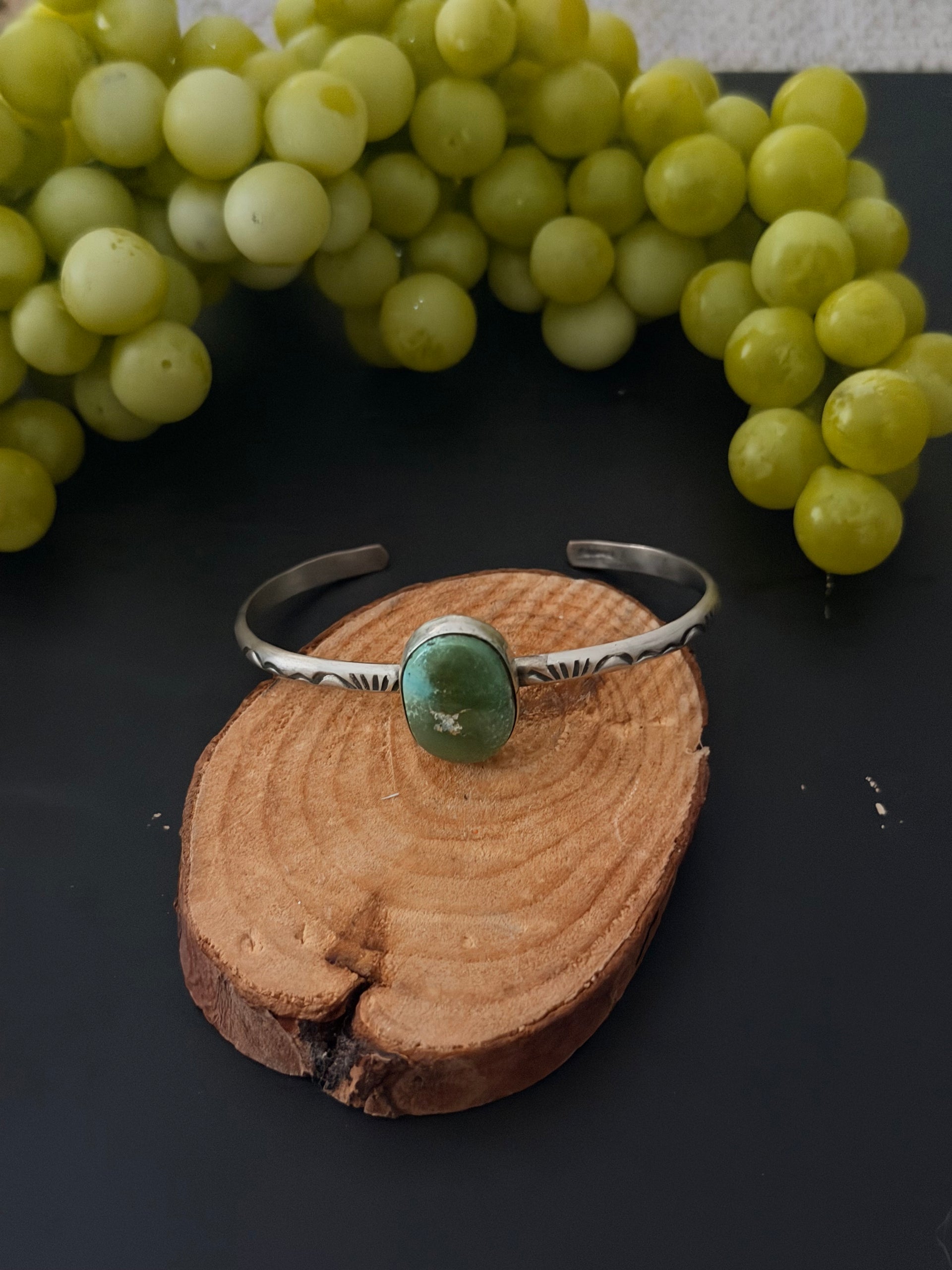 Navajo Made Sonoran Gold Turquoise & Sterling Silver Cuff Bracelet