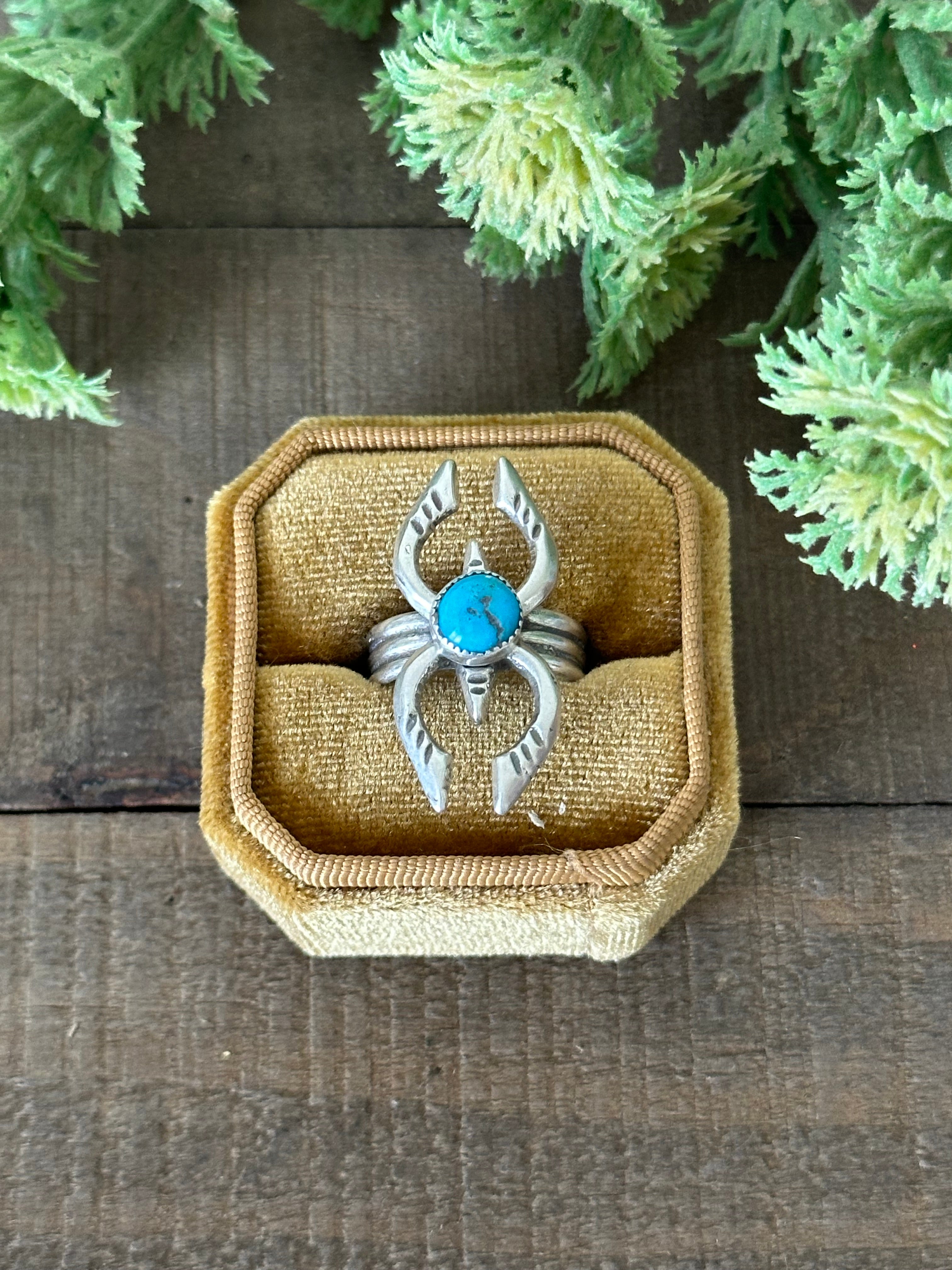 Navajo Made Kingman Turquoise & Sterling Silver Ring