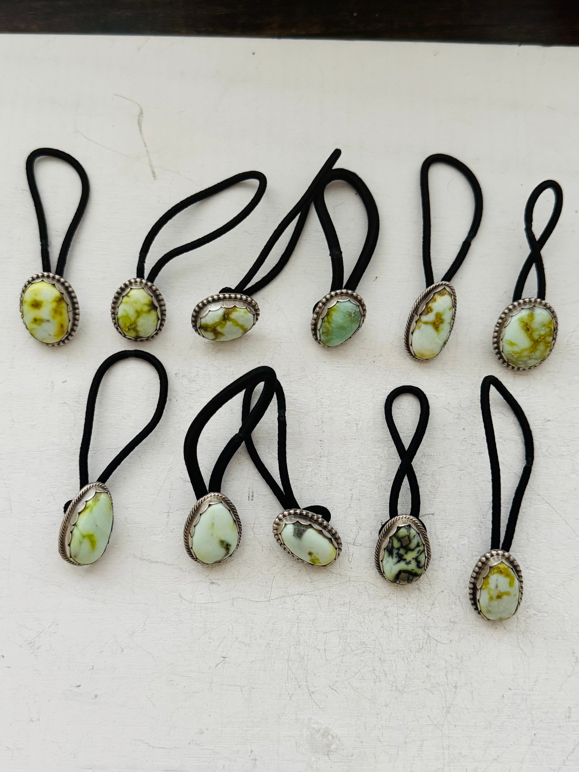 Eddie Yazzie Palomino Variscite & Sterling Silver Ponytail Holder