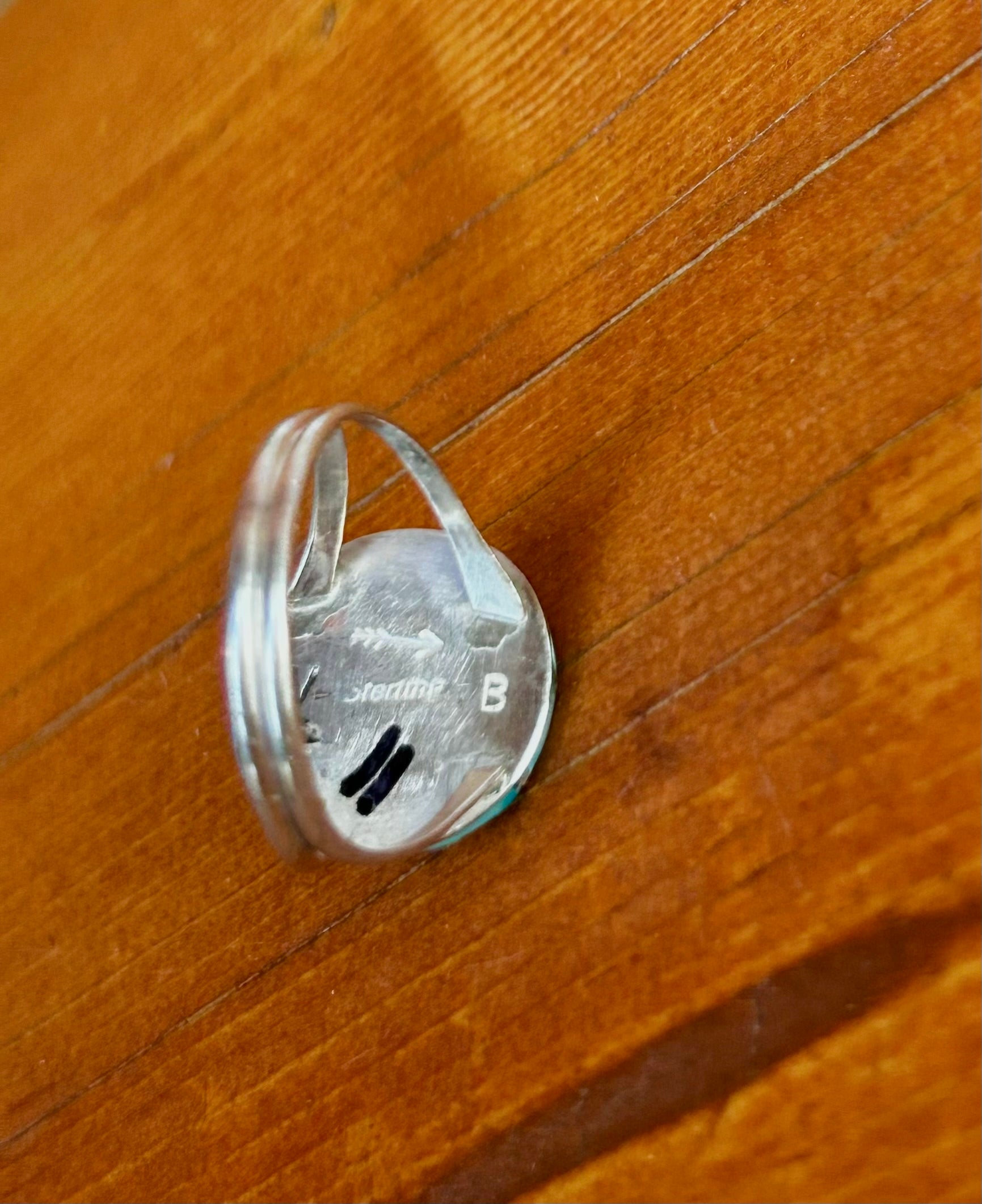 Navajo Made Mohave Turquoise & Sterling Silver Ring Size 11