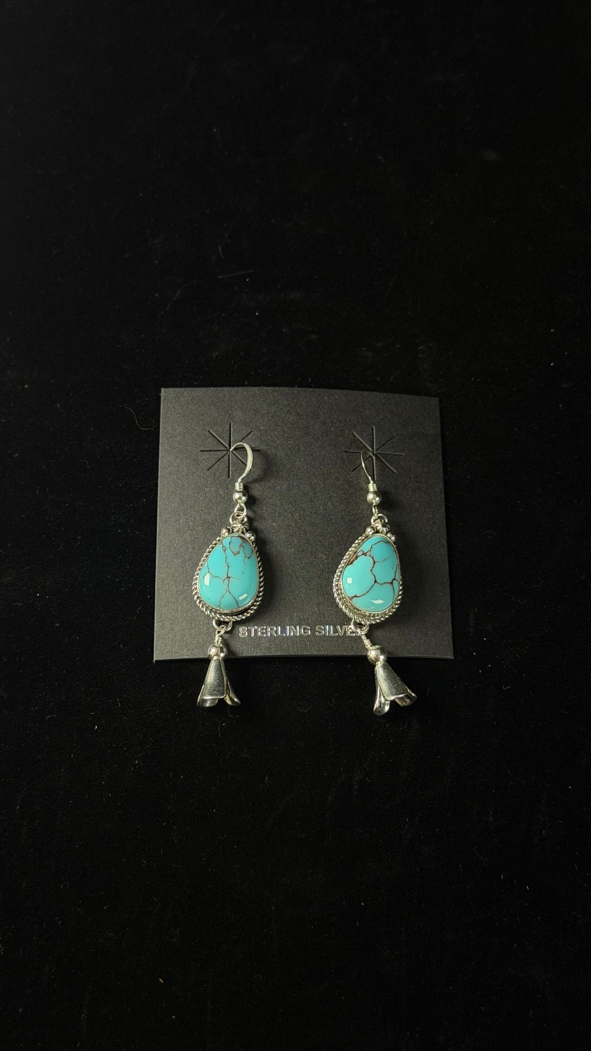 Navajo Made Egyptian Turquoise & Sterling Silver Dangle Earrings