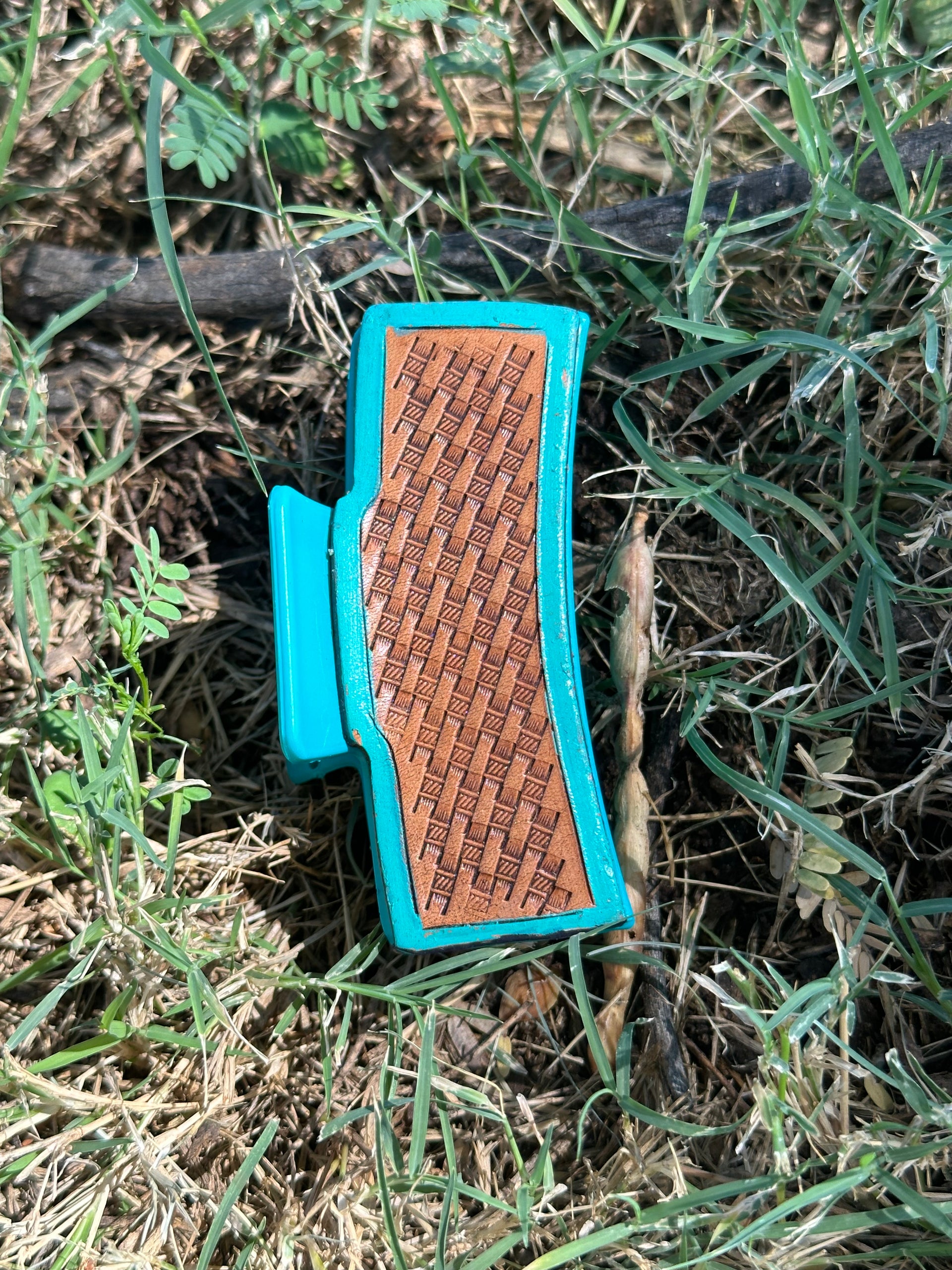 Genuine Tooled Leather Hair Clip