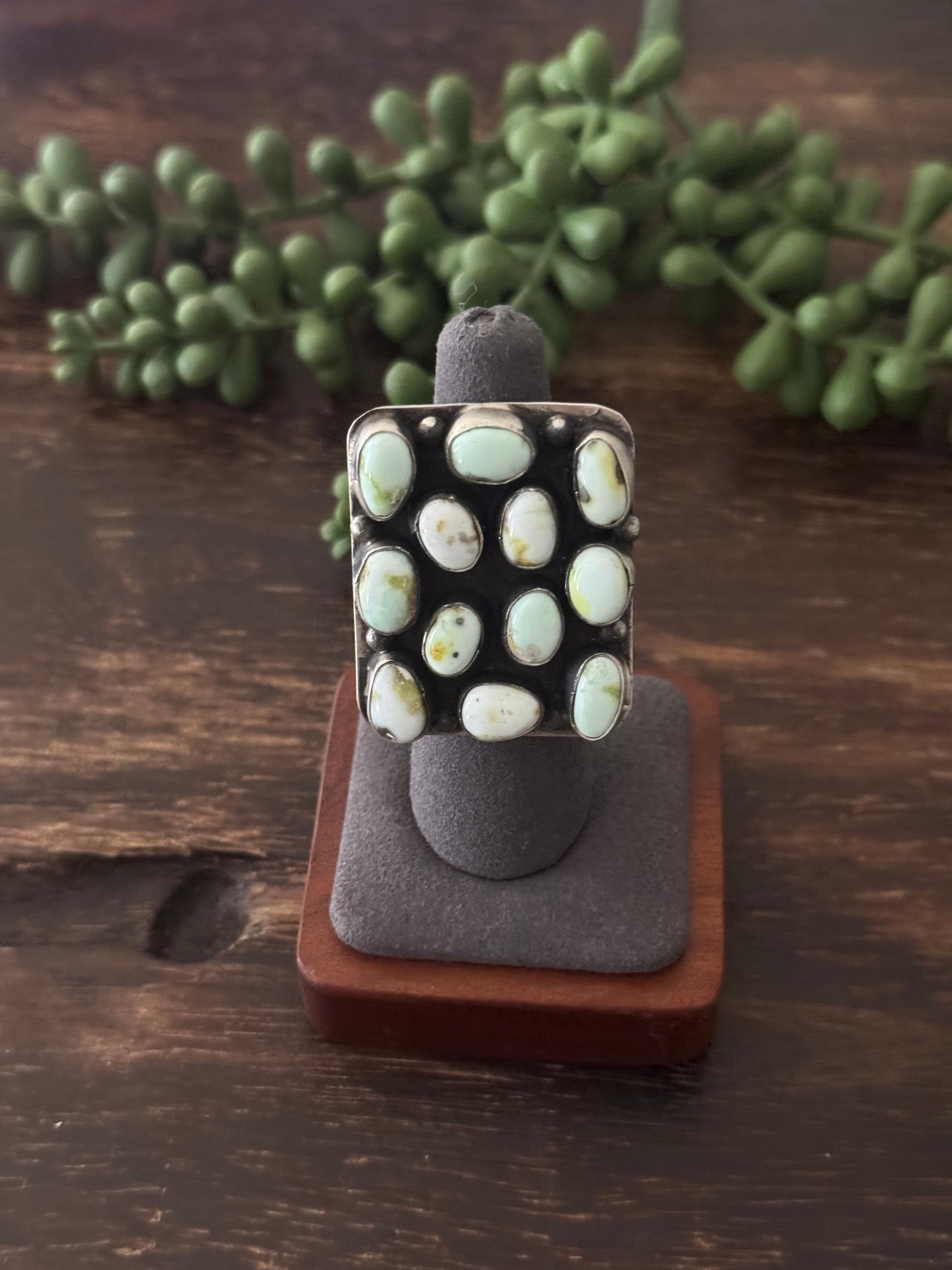 Bobby Johnson Palomino Variscite & Sterling Silver Ring Size 7