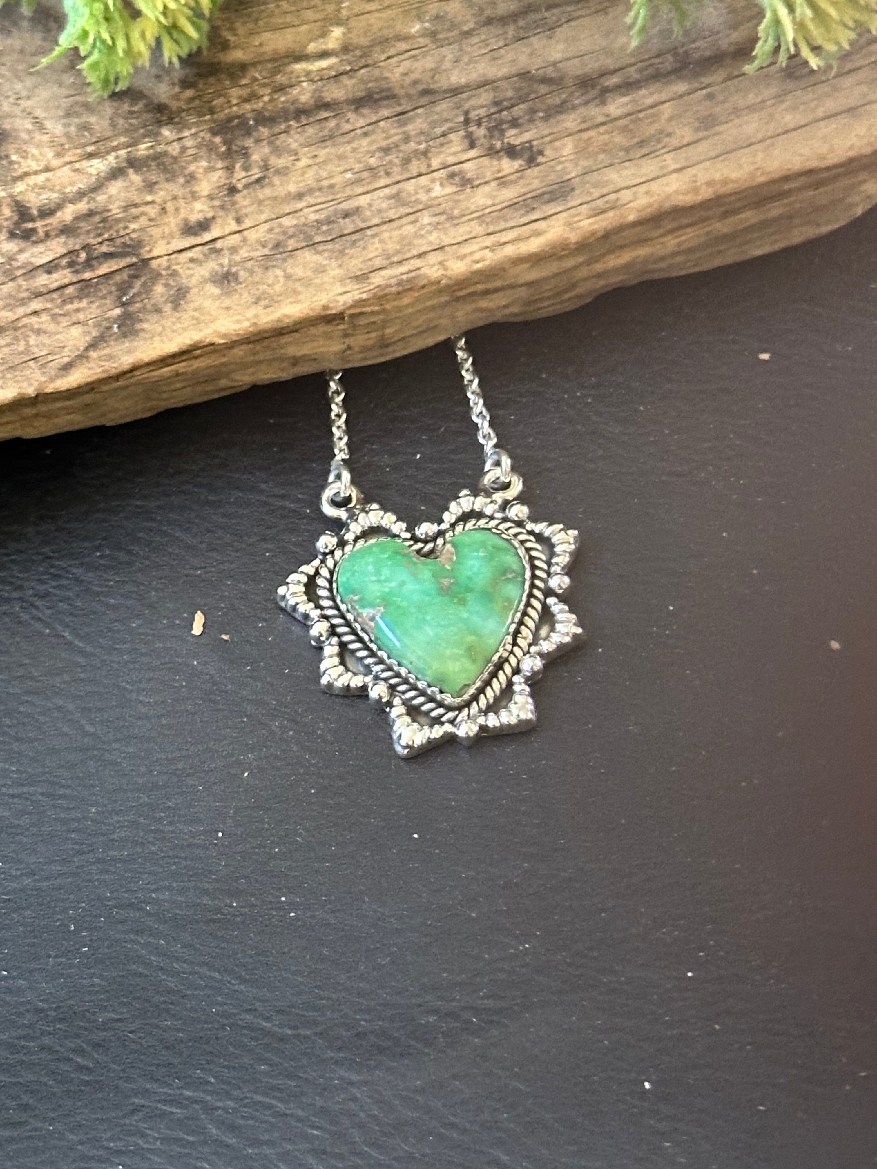 Southwest Handmade Emerald Valley Turquoise & Sterling Silver Necklace