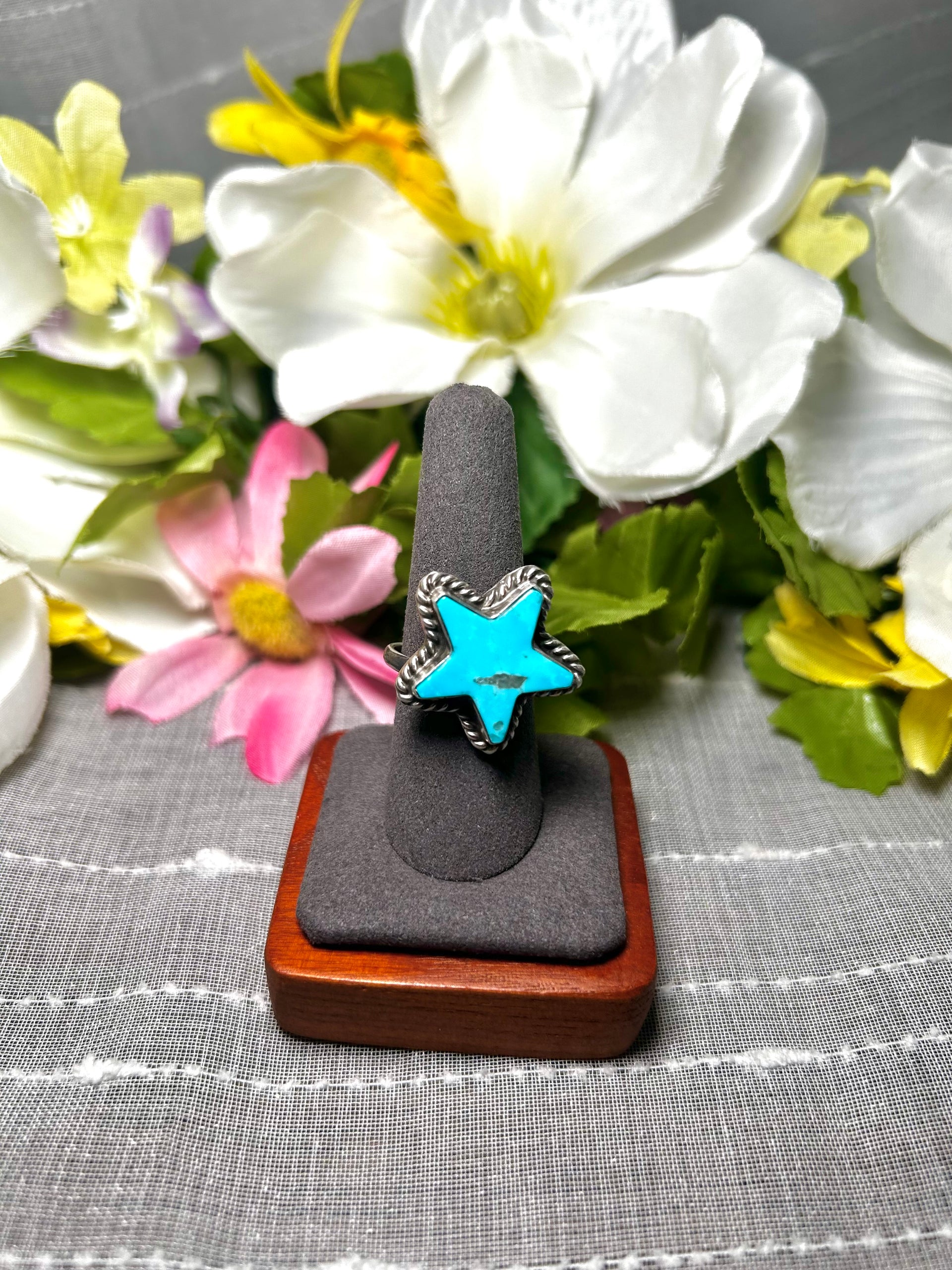 Larson Chee Kingman Turquoise & Sterling Silver Adjustable Ring