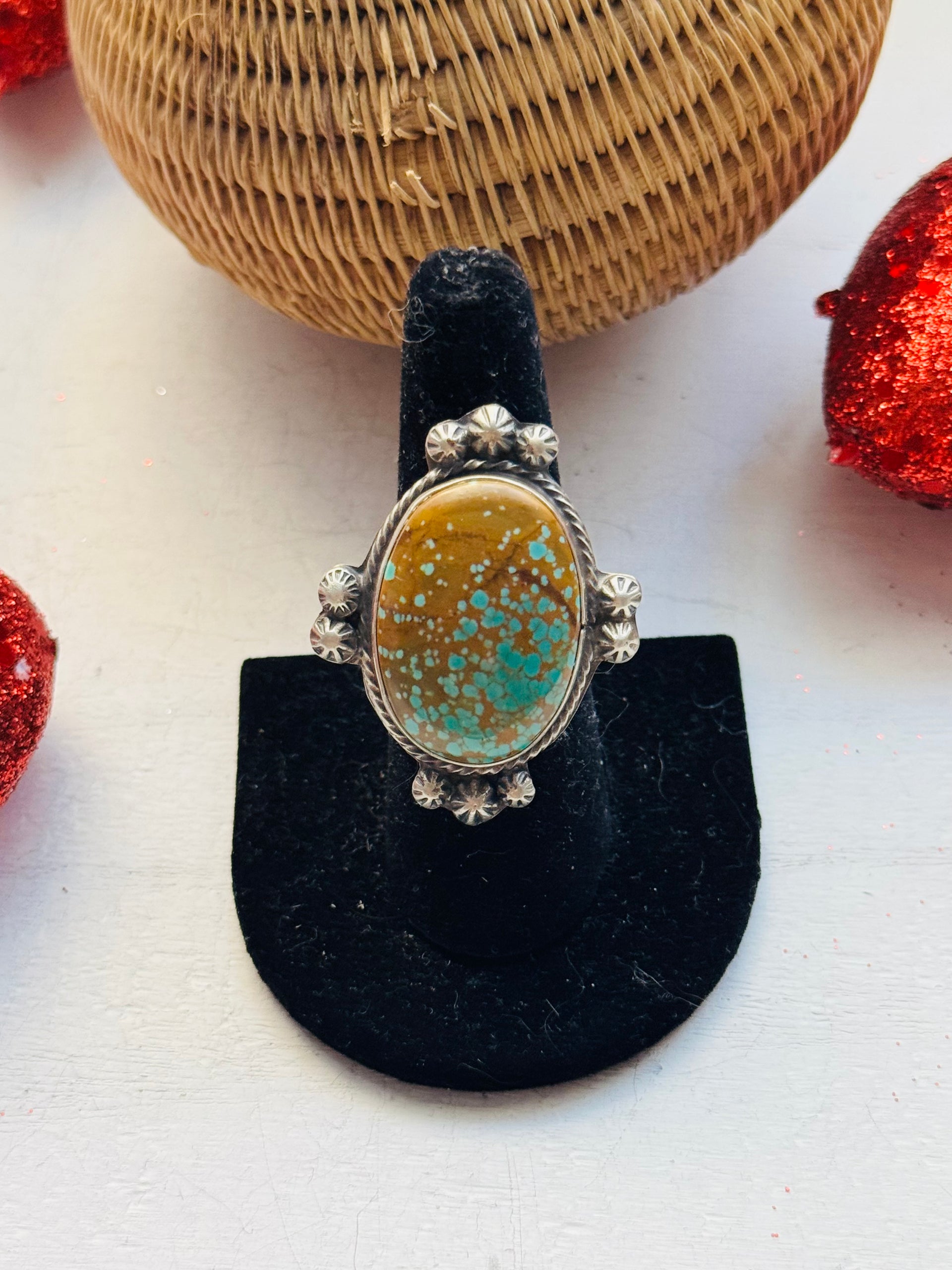 Sheila Becenti Pilot Mountain Turquoise & Sterling Silver Adjustable Ring