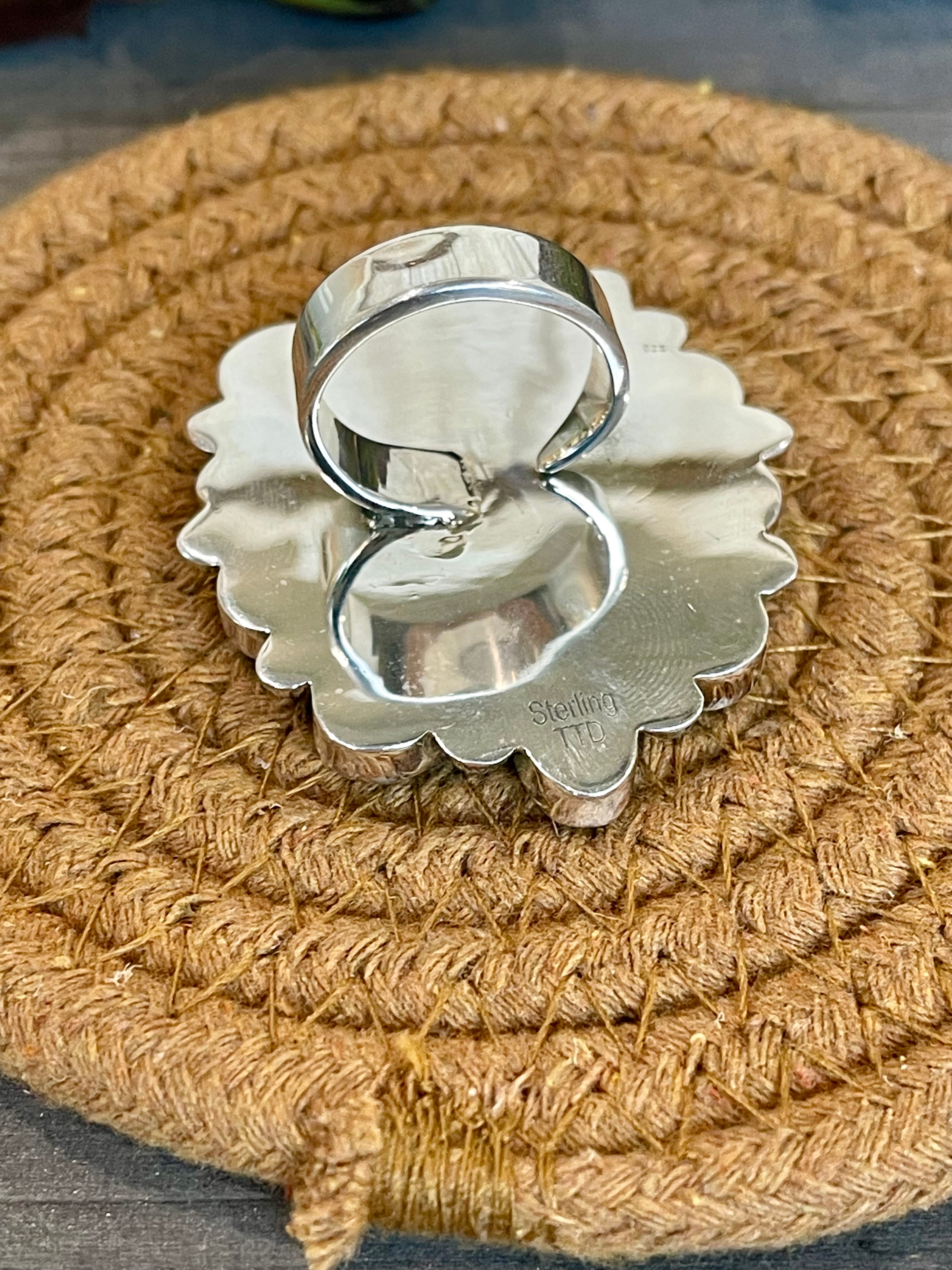 Southwest Handmade Multi Stone & Sterling Silver Adjustable Ring